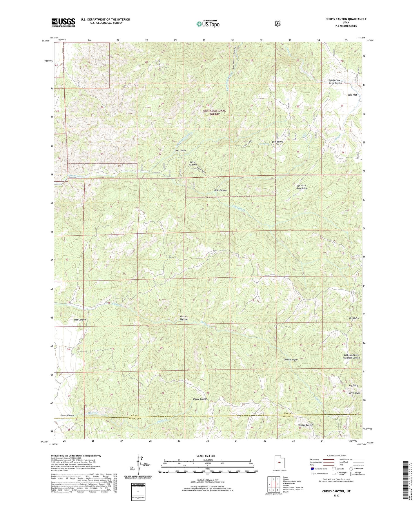Chriss Canyon Utah US Topo Map Image