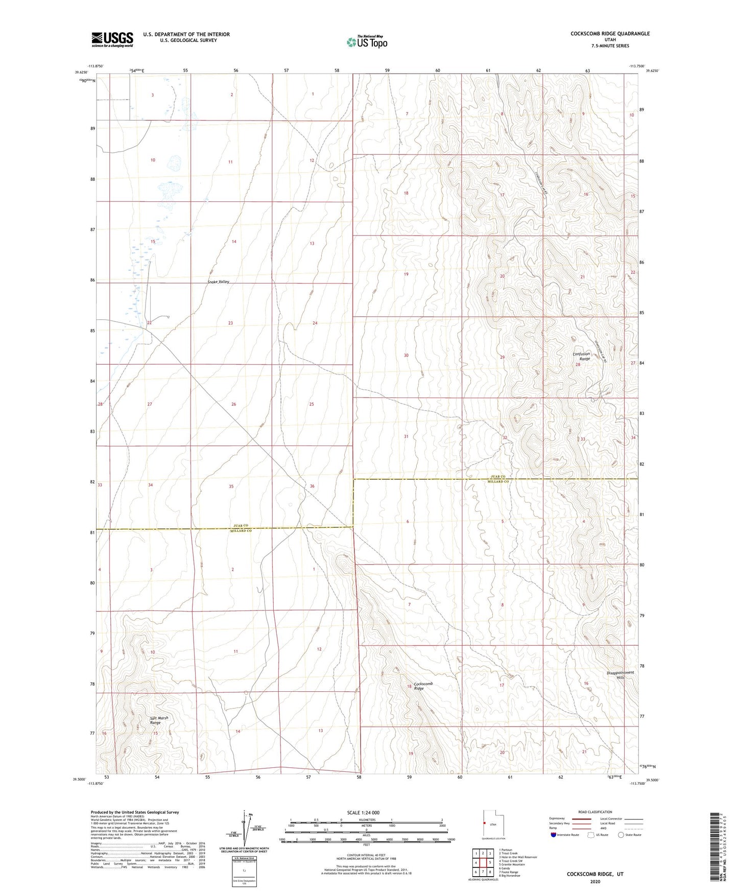 Cockscomb Ridge Utah US Topo Map Image