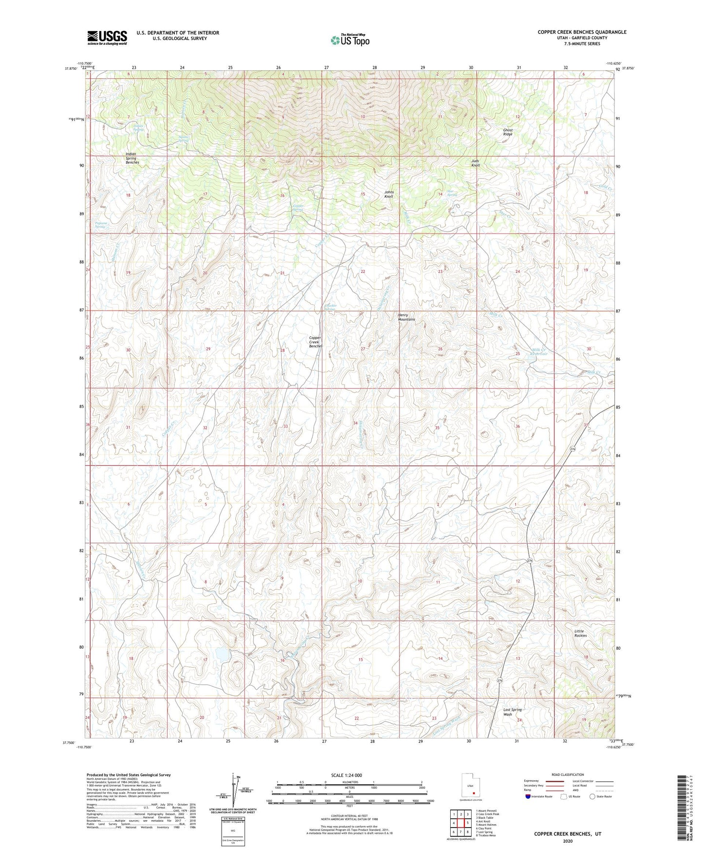 Copper Creek Benches Utah US Topo Map Image