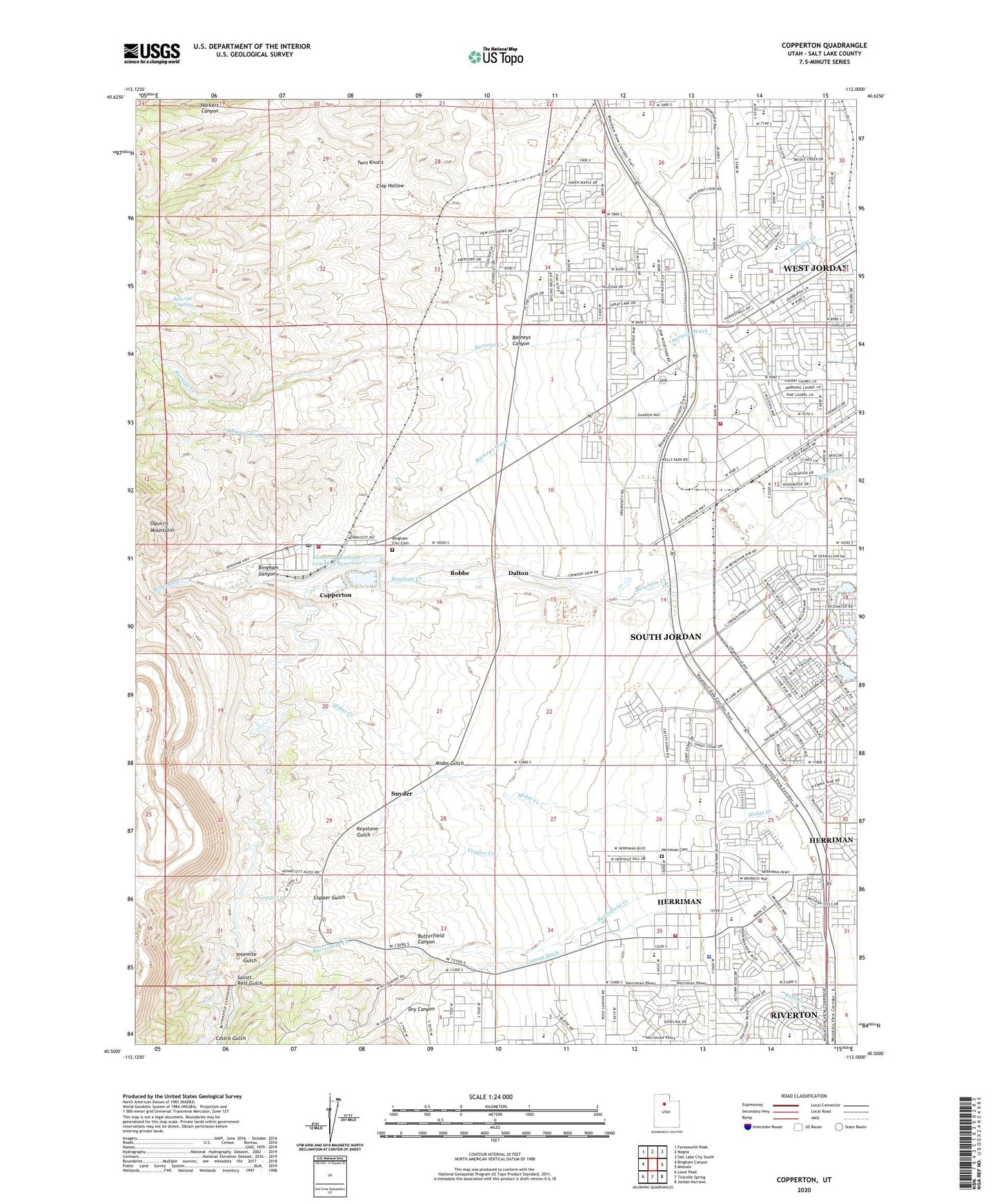 Copperton Utah US Topo Map Image