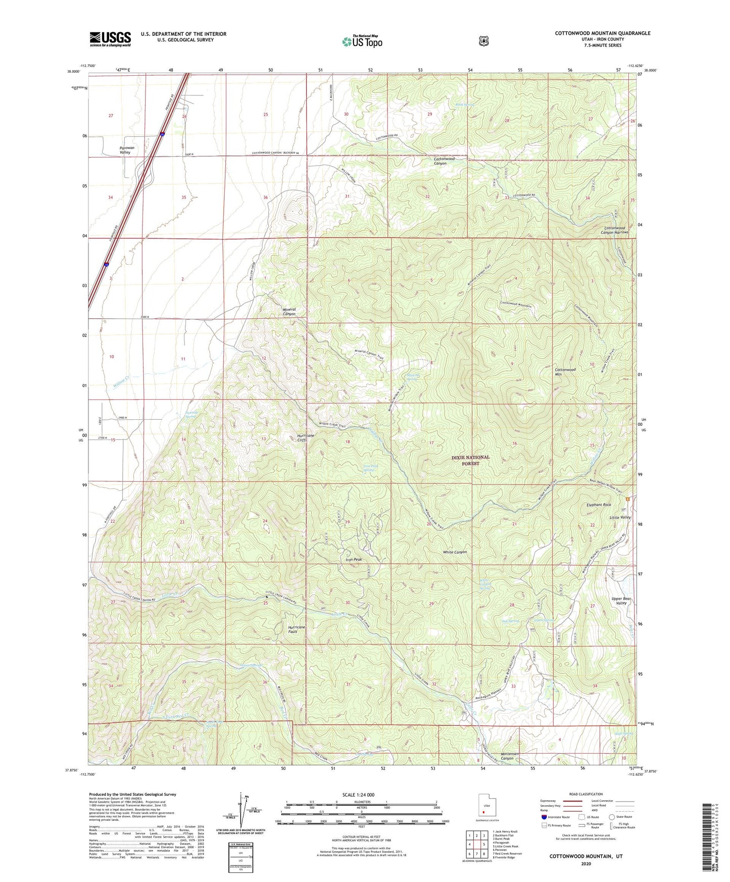 Cottonwood Mountain Utah US Topo Map Image