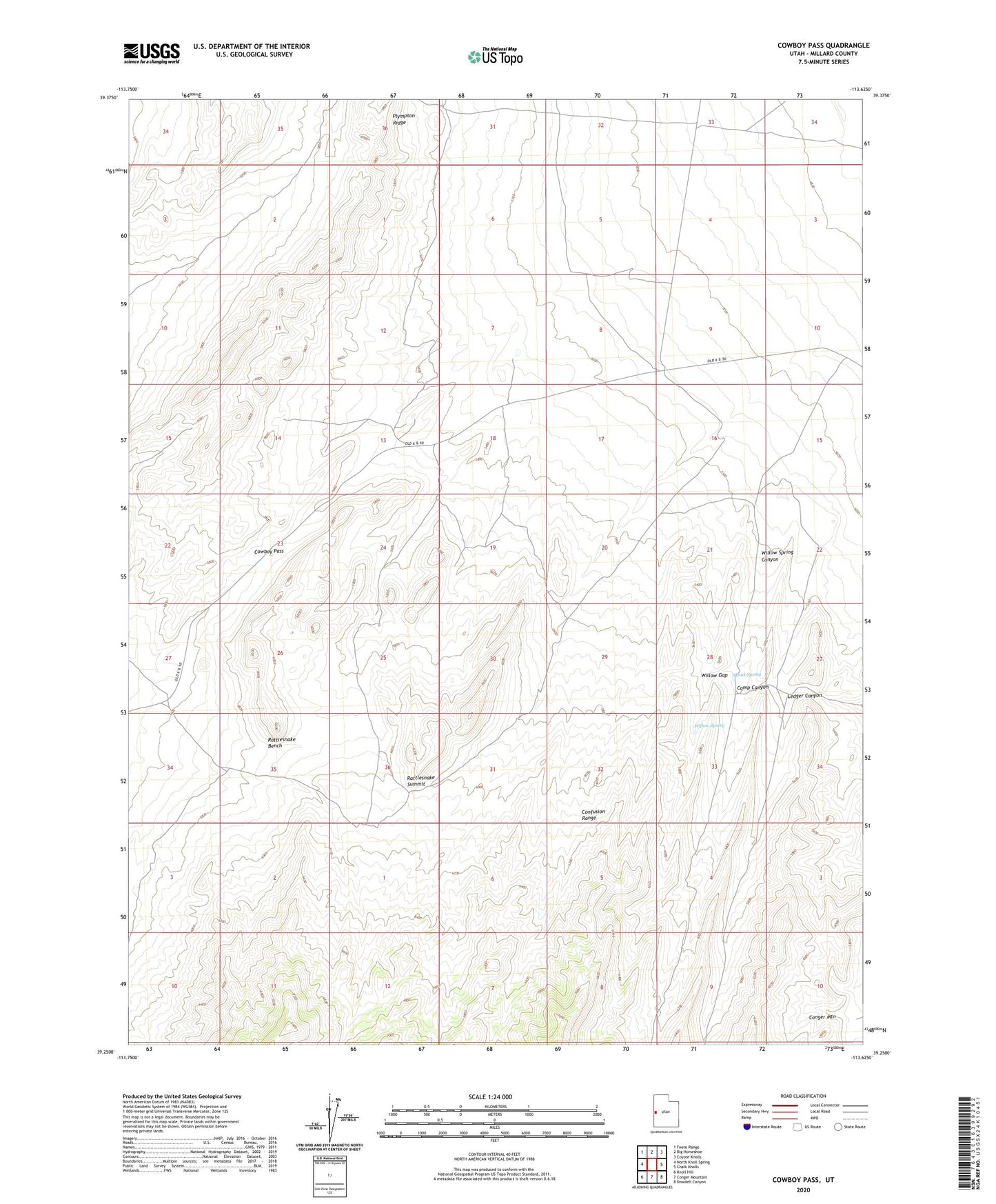 Cowboy Pass Utah US Topo Map Image
