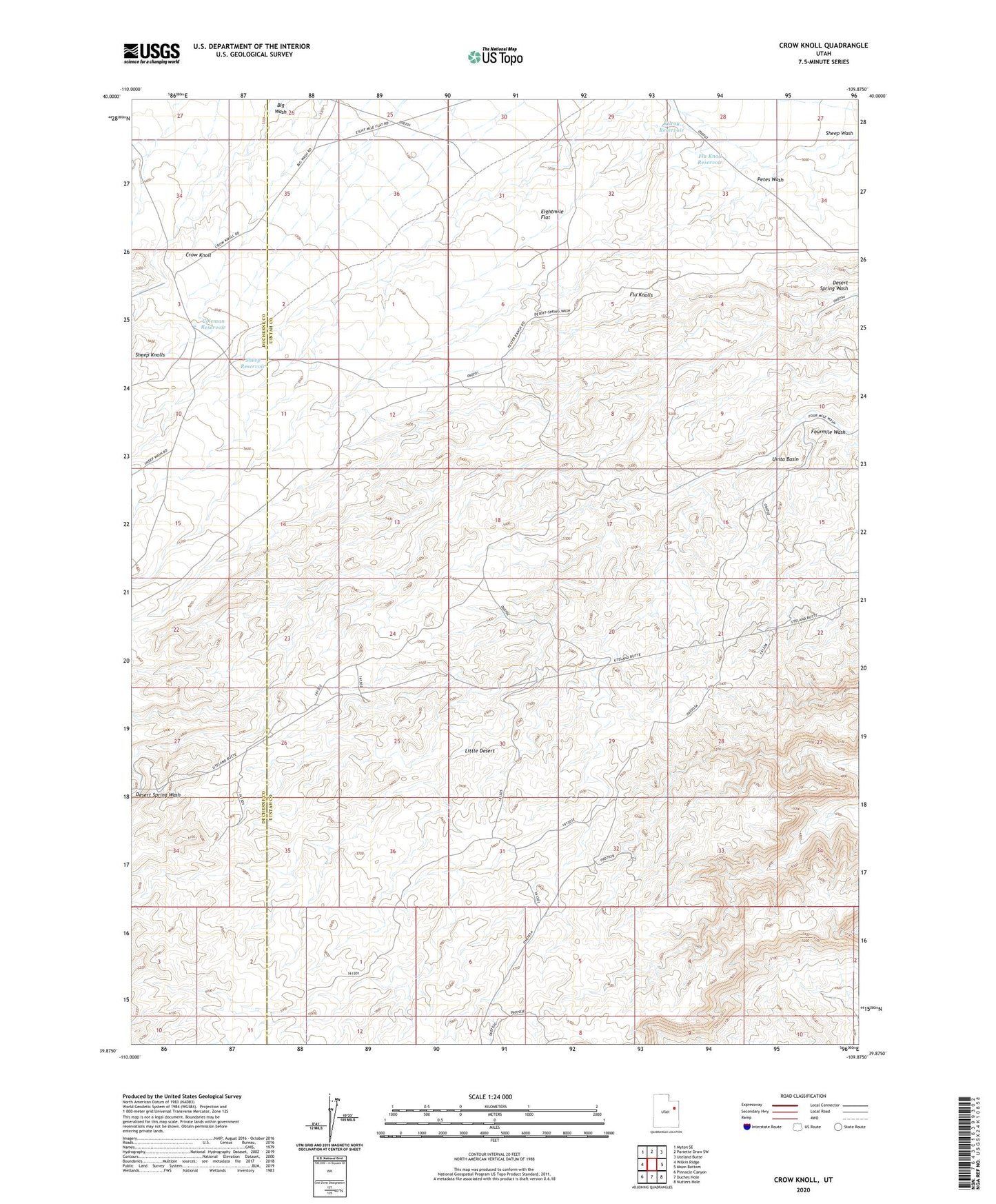 Crow Knoll Utah US Topo Map Image
