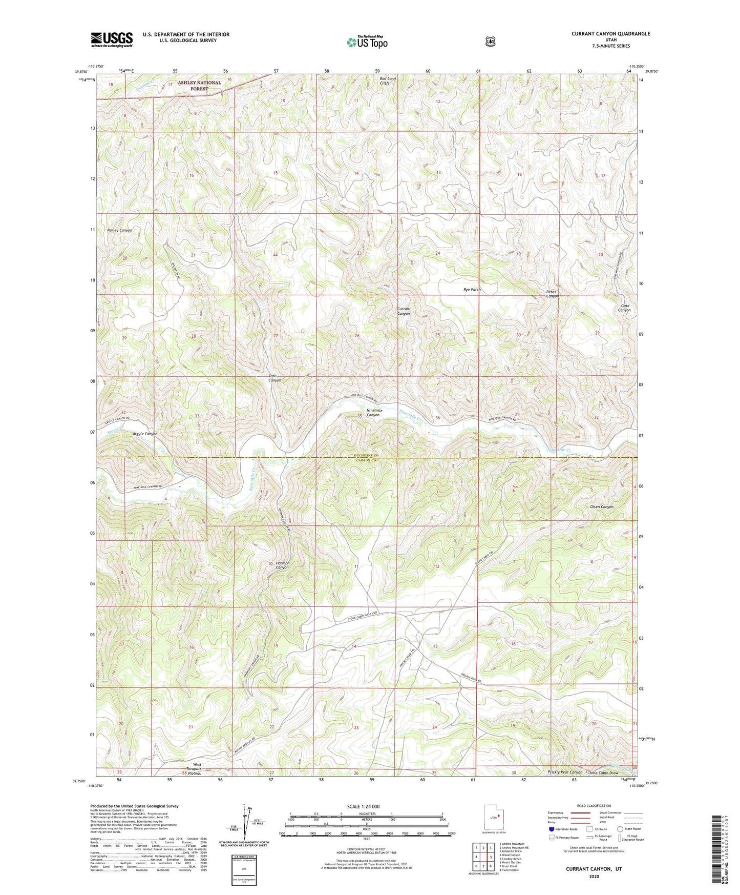Currant Canyon Utah US Topo Map Image