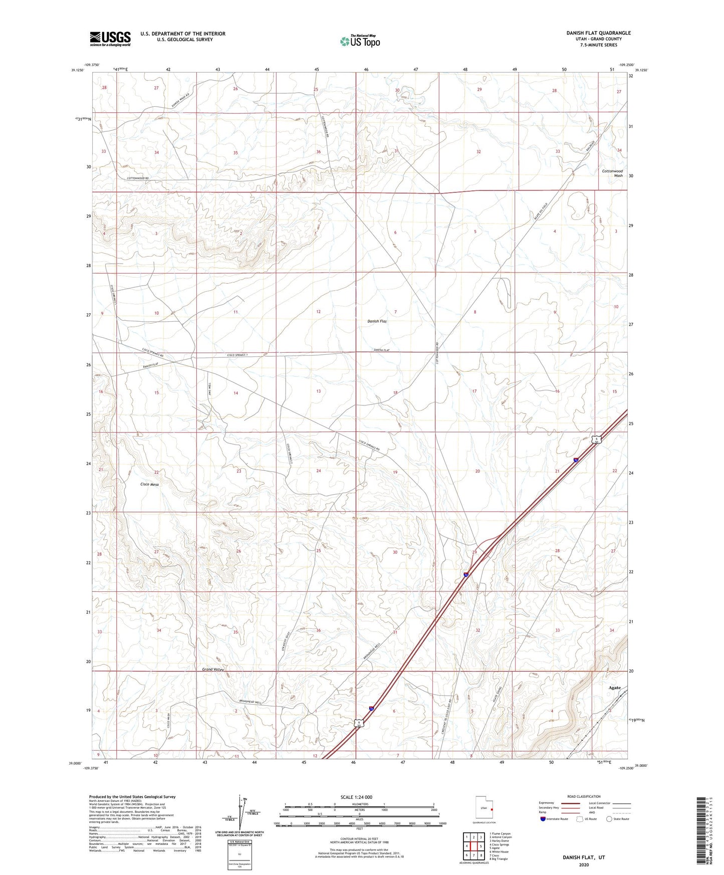 Danish Flat Utah US Topo Map Image