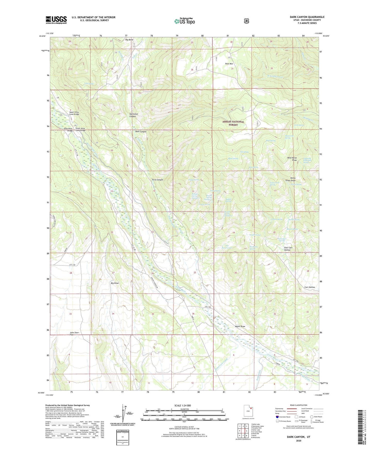 Dark Canyon Utah US Topo Map Image