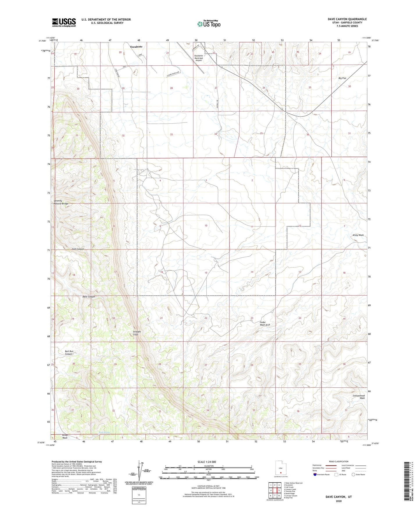 Dave Canyon Utah US Topo Map Image