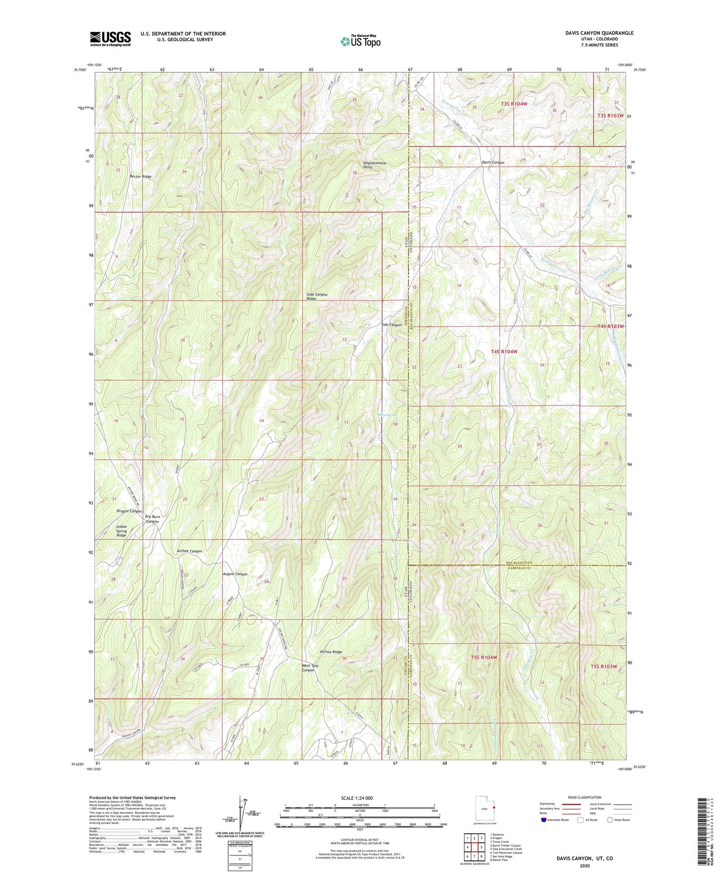 Davis Canyon Utah US Topo Map Image