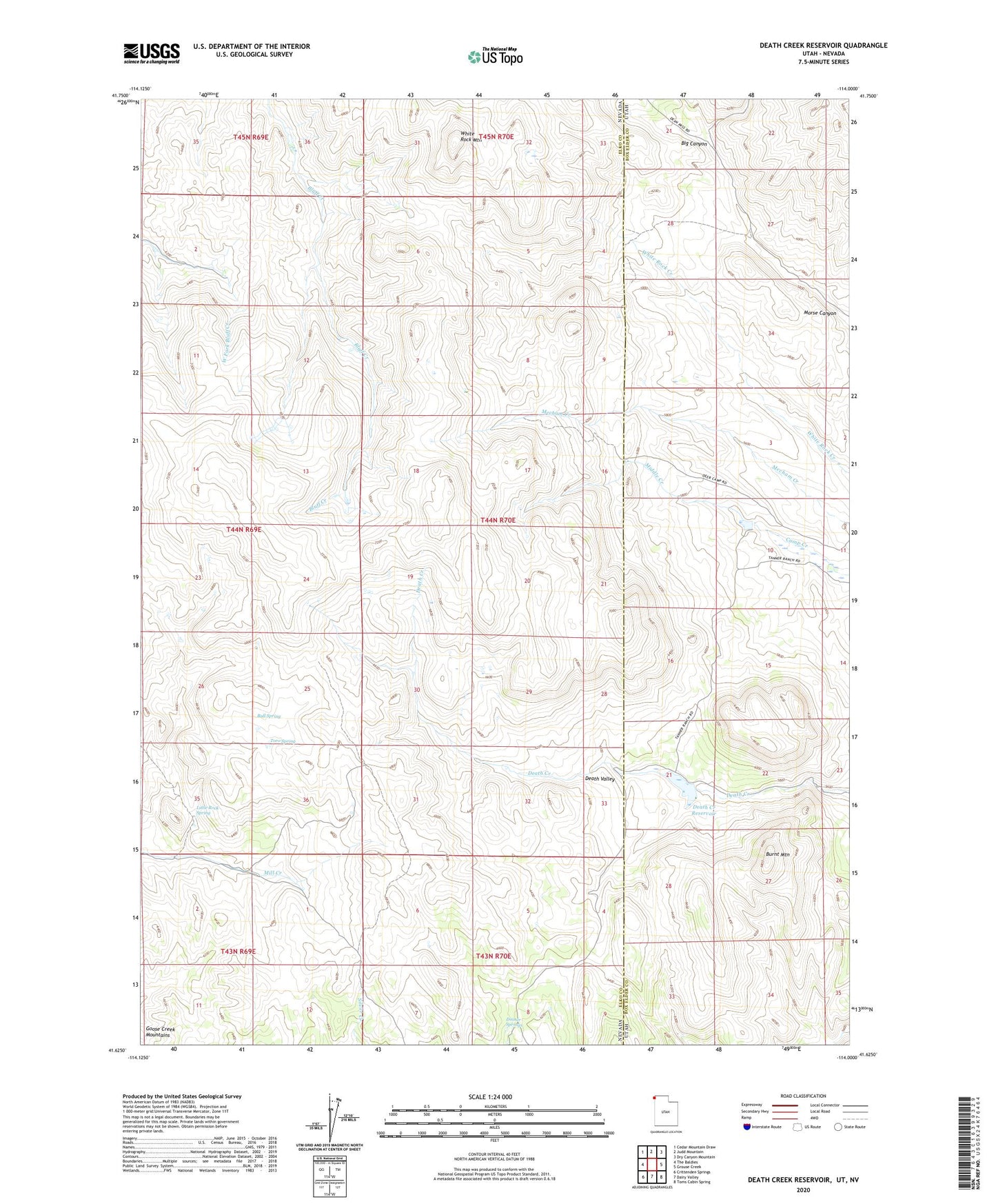 Death Creek Reservoir Utah US Topo Map Image