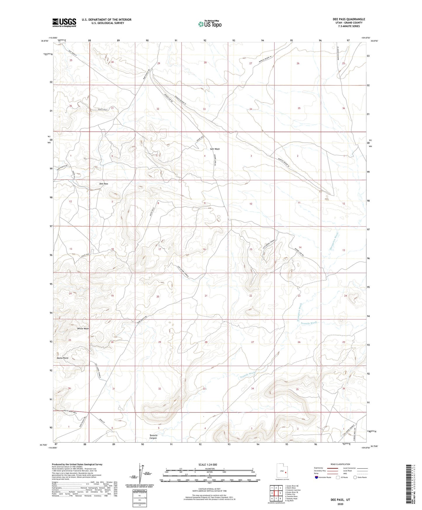 Dee Pass Utah US Topo Map Image