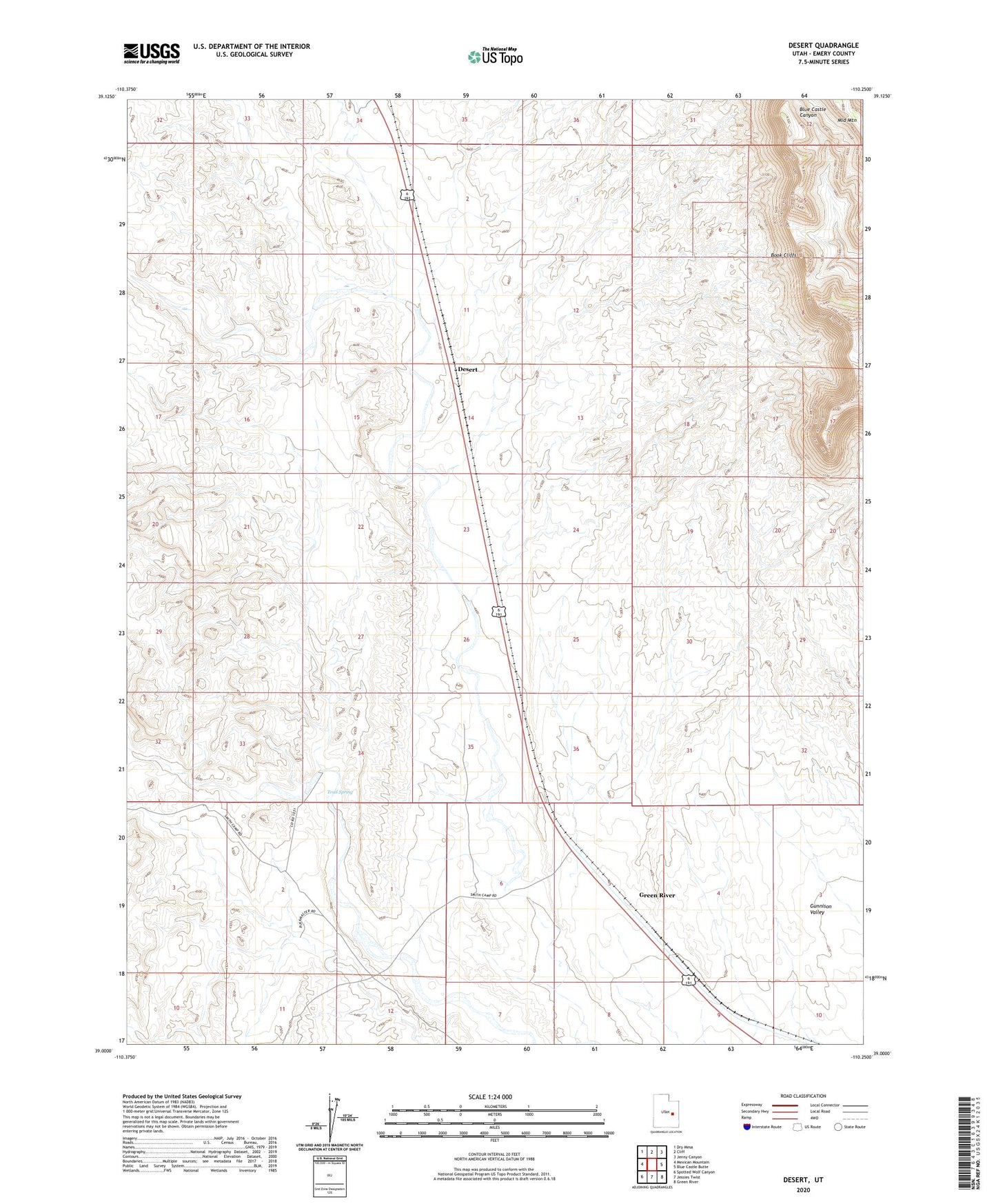 Desert Utah US Topo Map Image