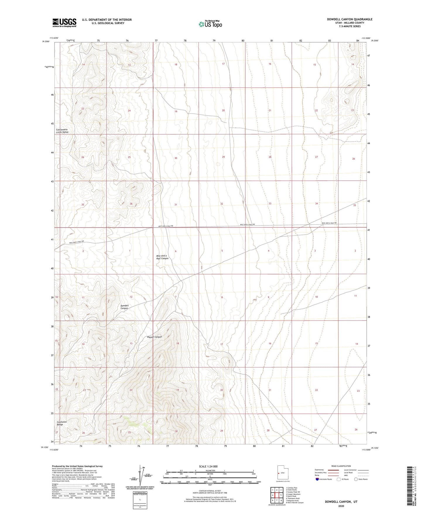Dowdell Canyon Utah US Topo Map Image