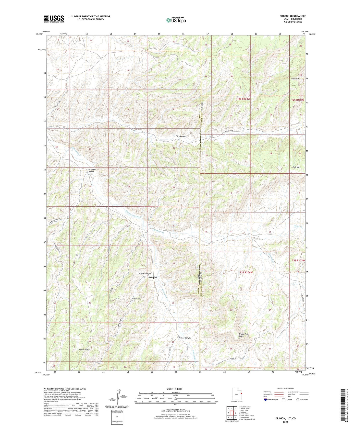Dragon Utah US Topo Map Image