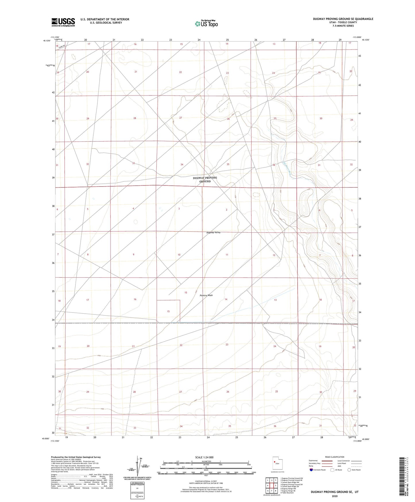 Dugway Proving Ground SE Utah US Topo Map Image