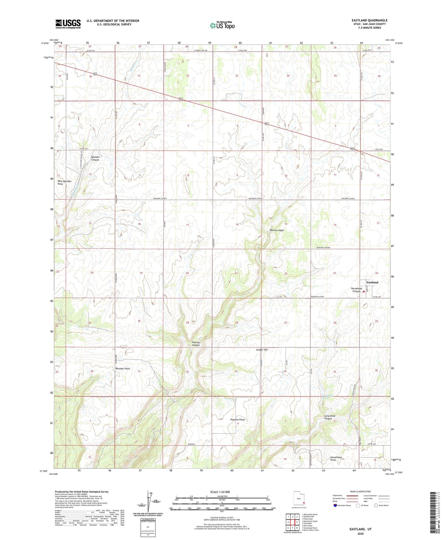 Eastland Utah US Topo Map Image