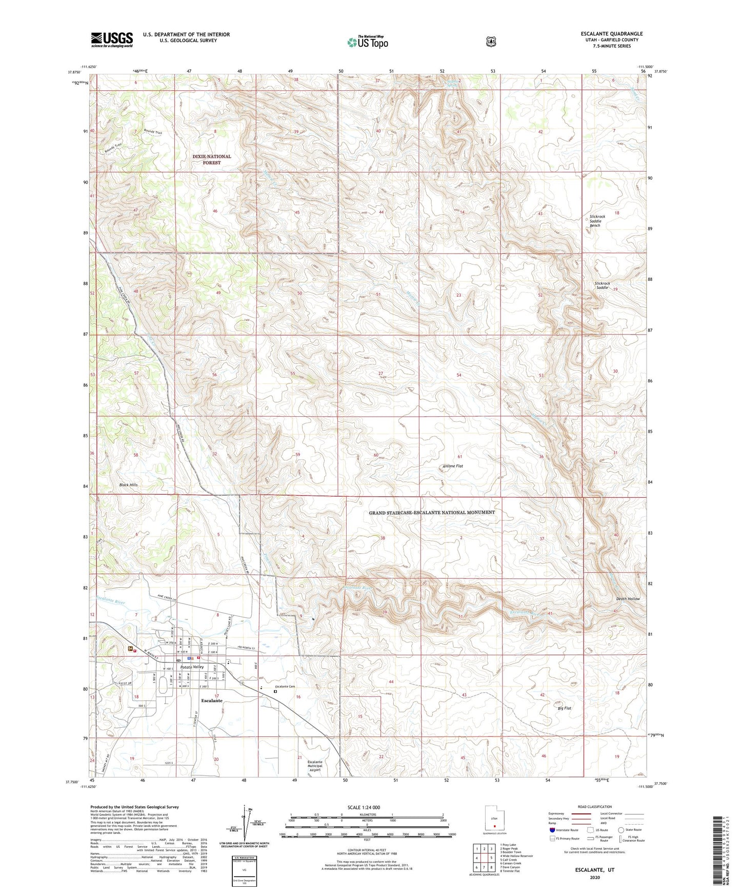 Escalante Utah US Topo Map Image