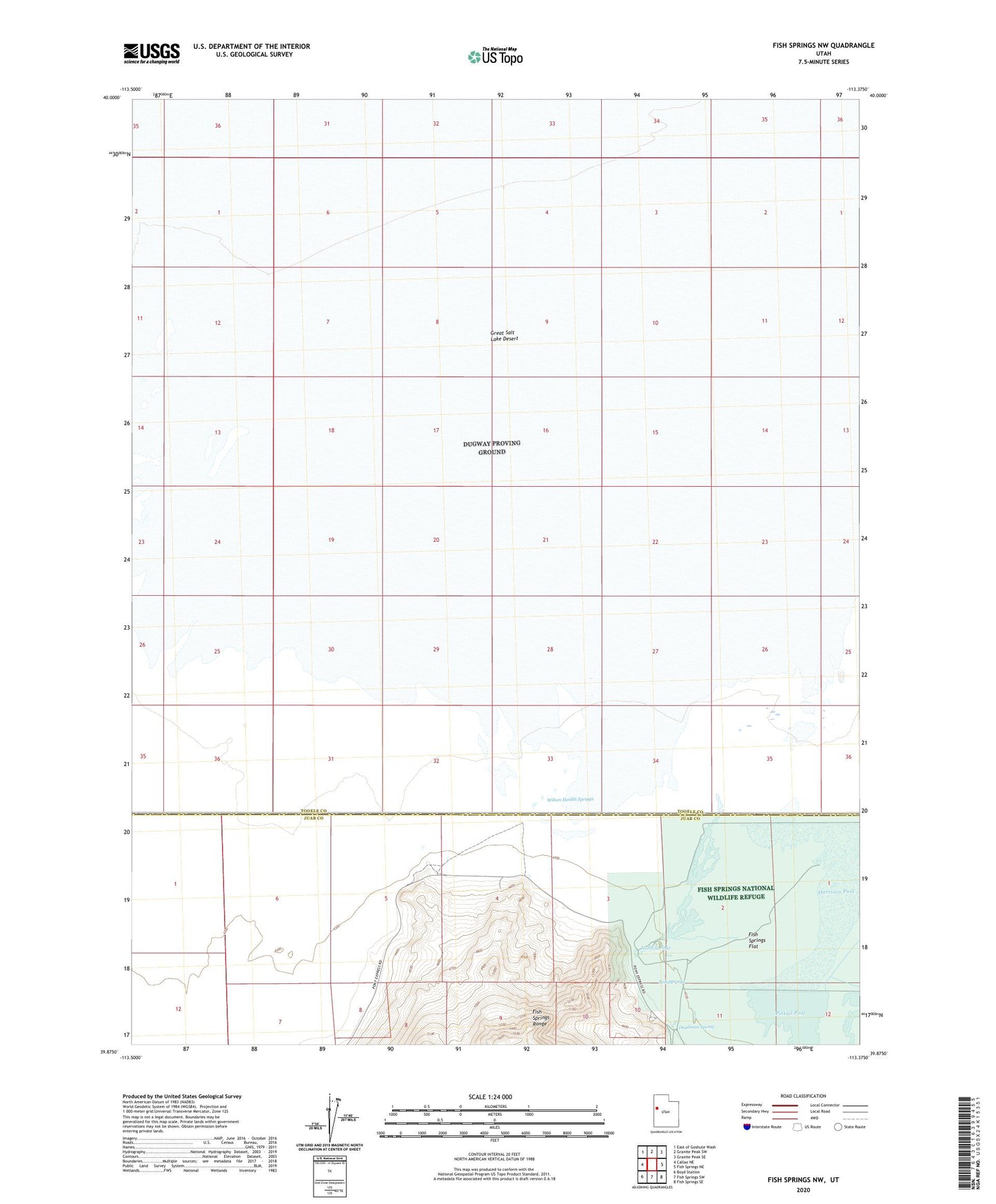 Fish Springs NW Utah US Topo Map Image