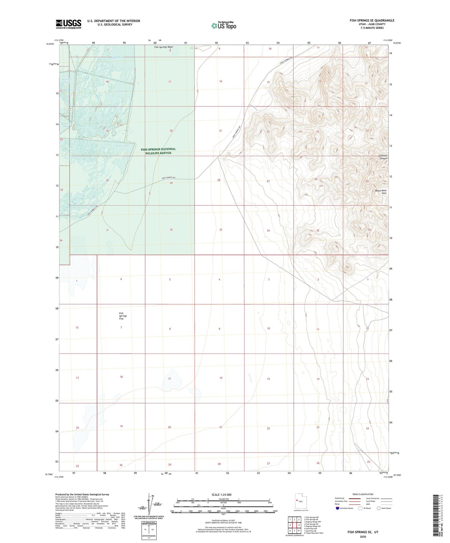 Fish Springs SE Utah US Topo Map Image