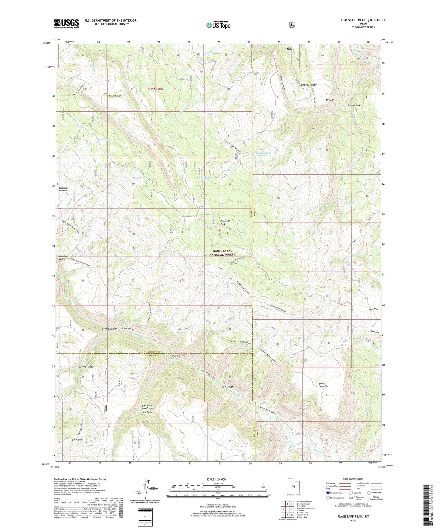 Flagstaff Peak Utah US Topo Map Image