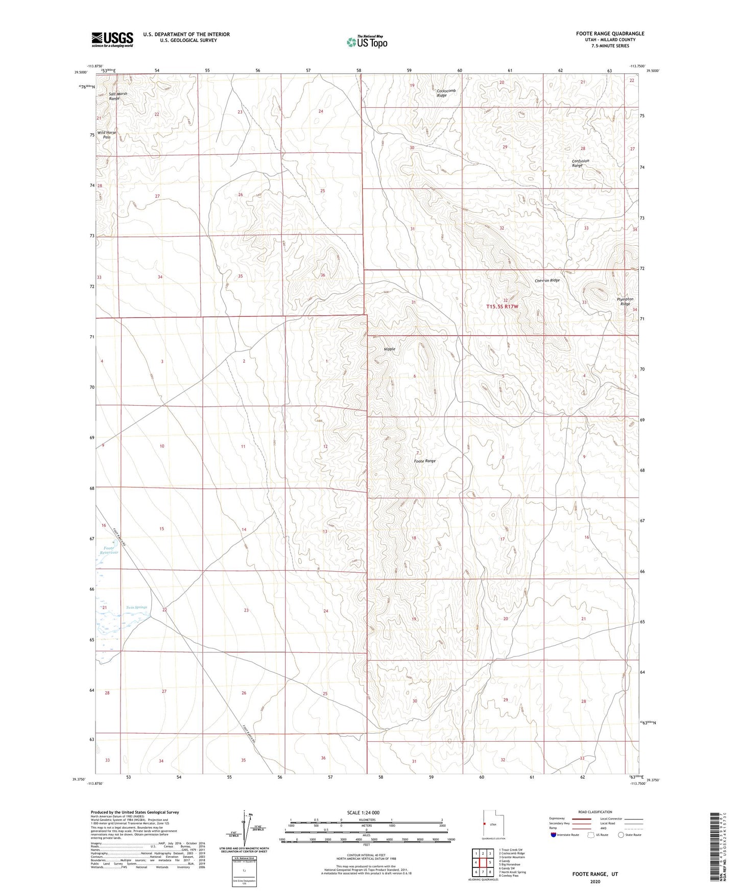 Foote Range Utah US Topo Map Image