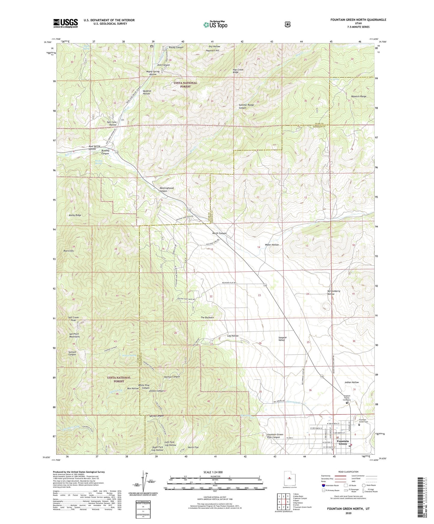 Fountain Green North Utah US Topo Map Image