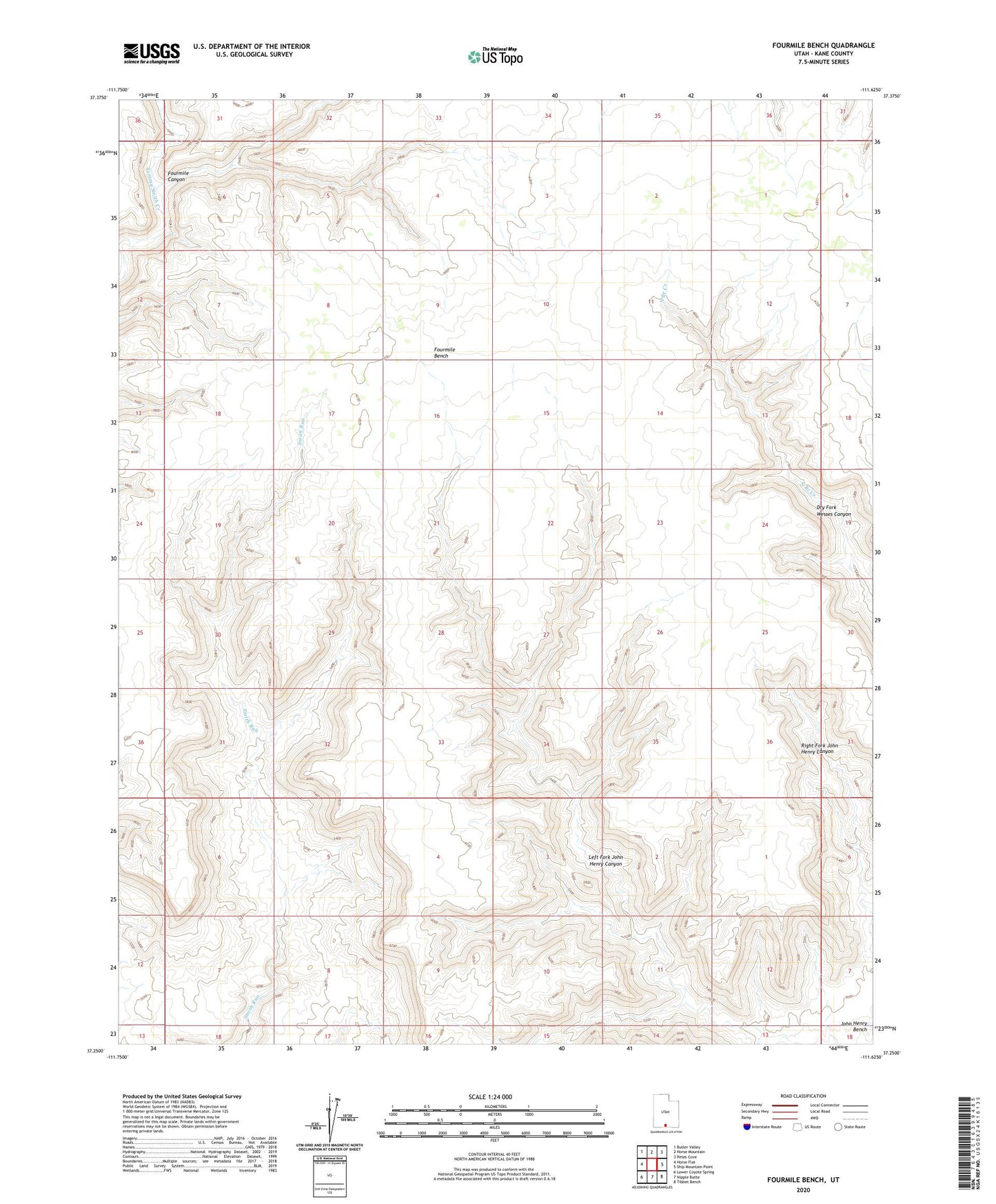 Fourmile Bench Utah US Topo Map Image