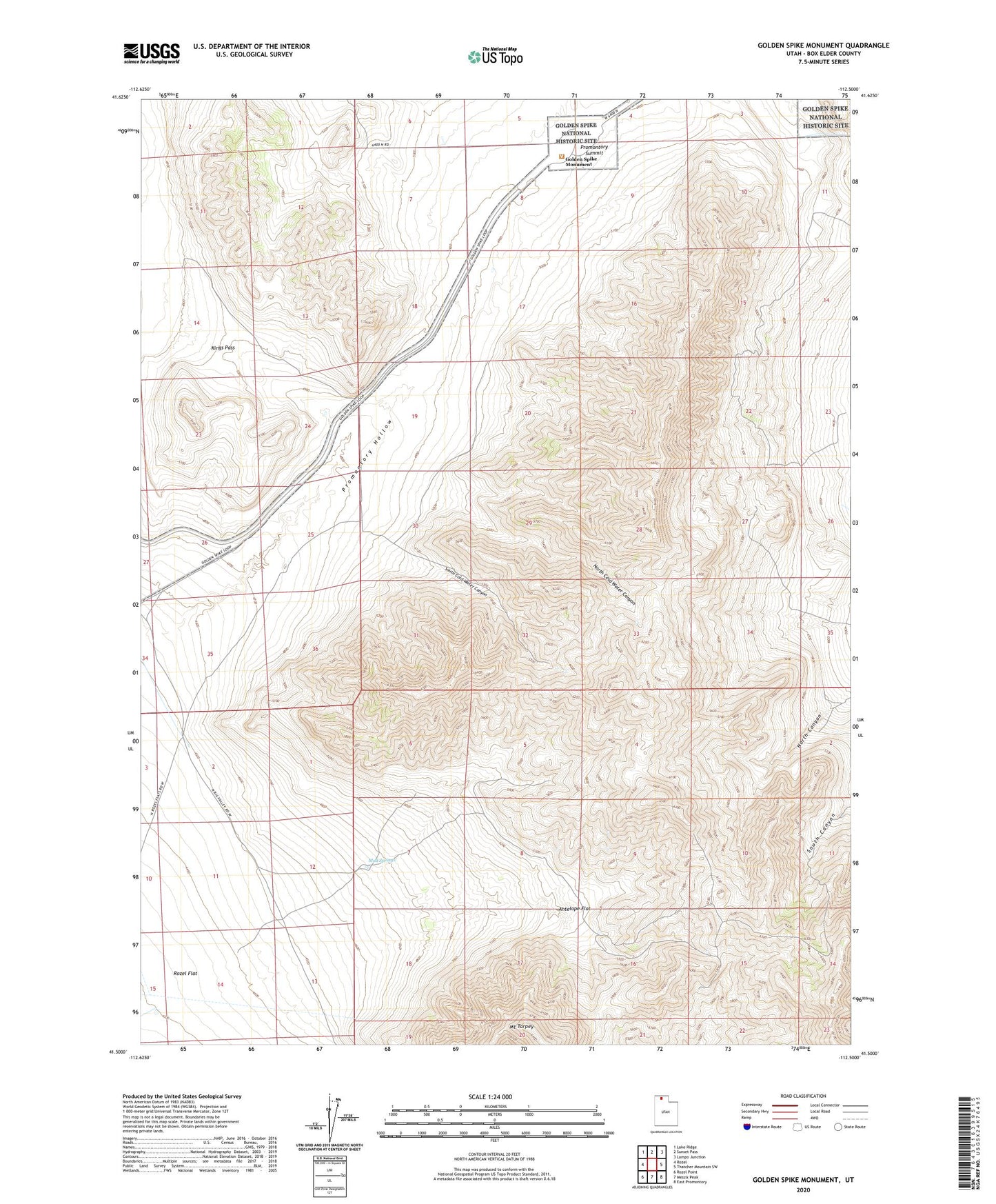 Golden Spike Monument Utah US Topo Map Image