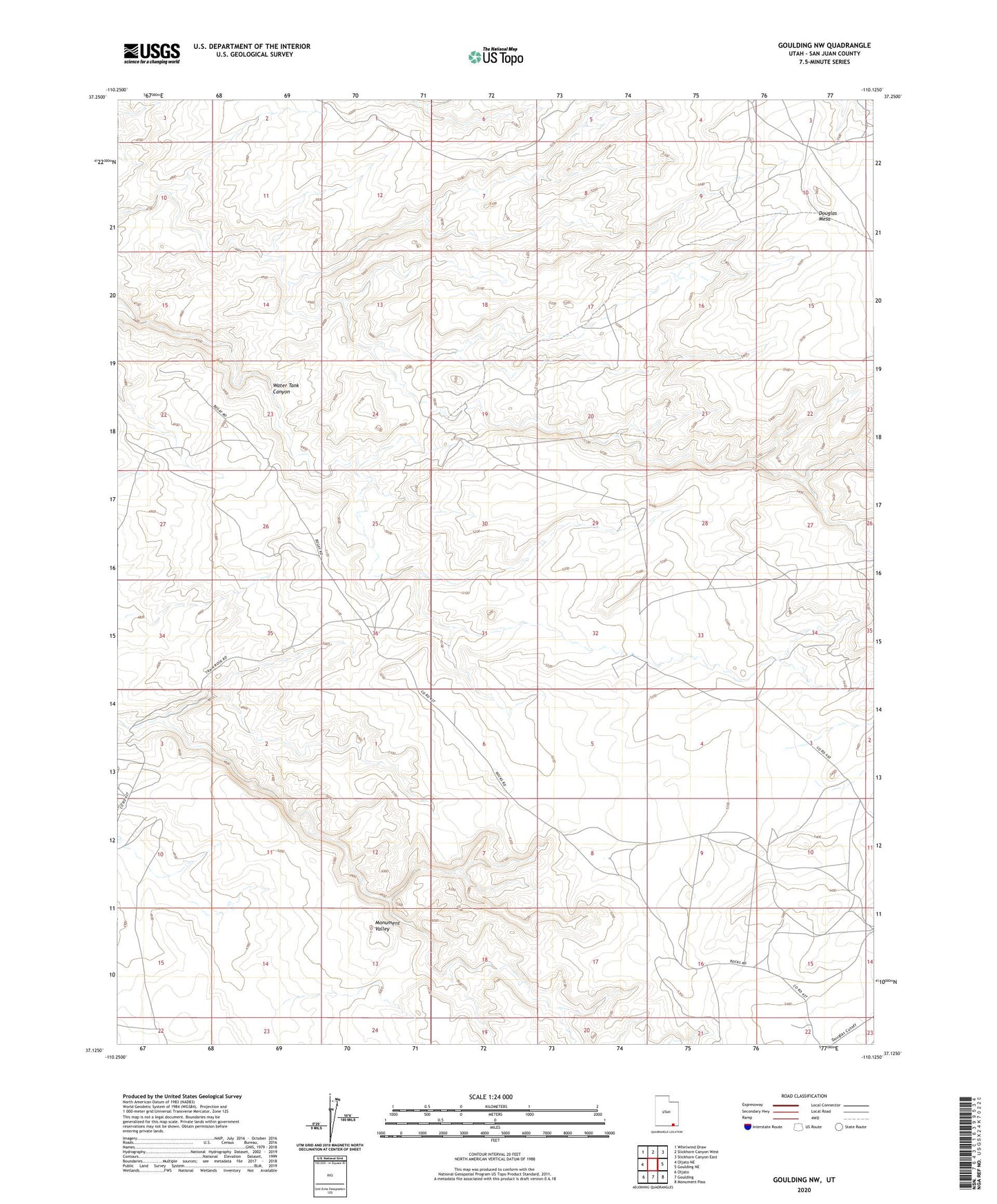 Goulding NW Utah US Topo Map Image