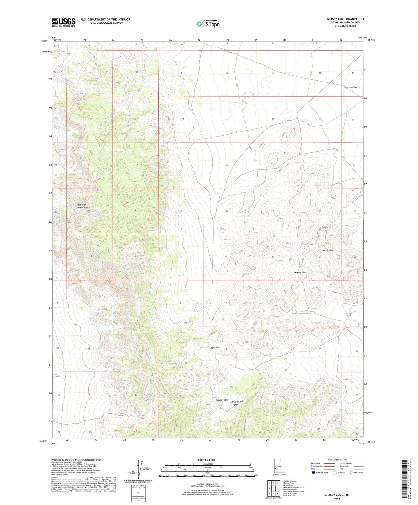 Grassy Cove Utah US Topo Map Image