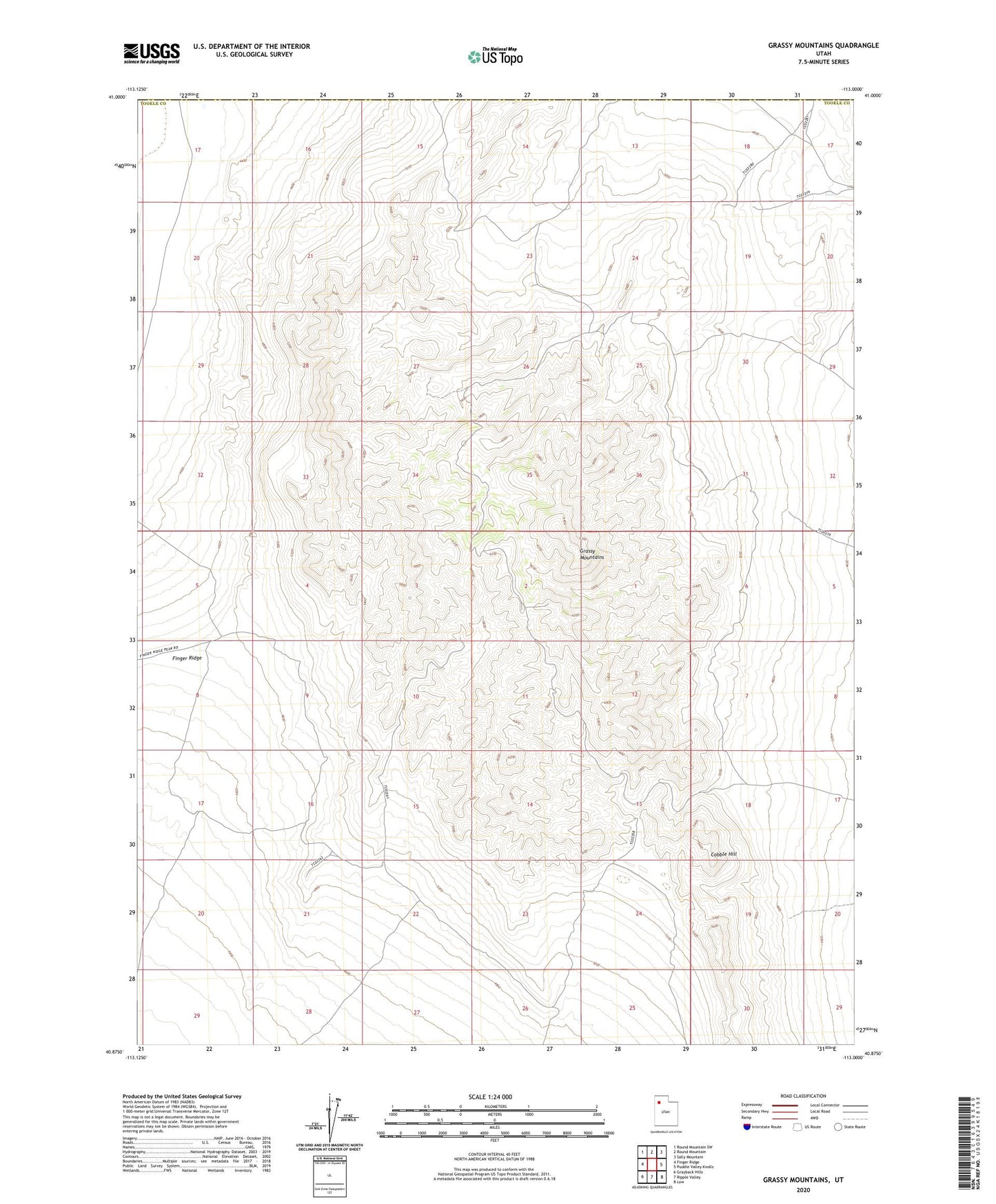 Grassy Mountains Utah US Topo Map Image
