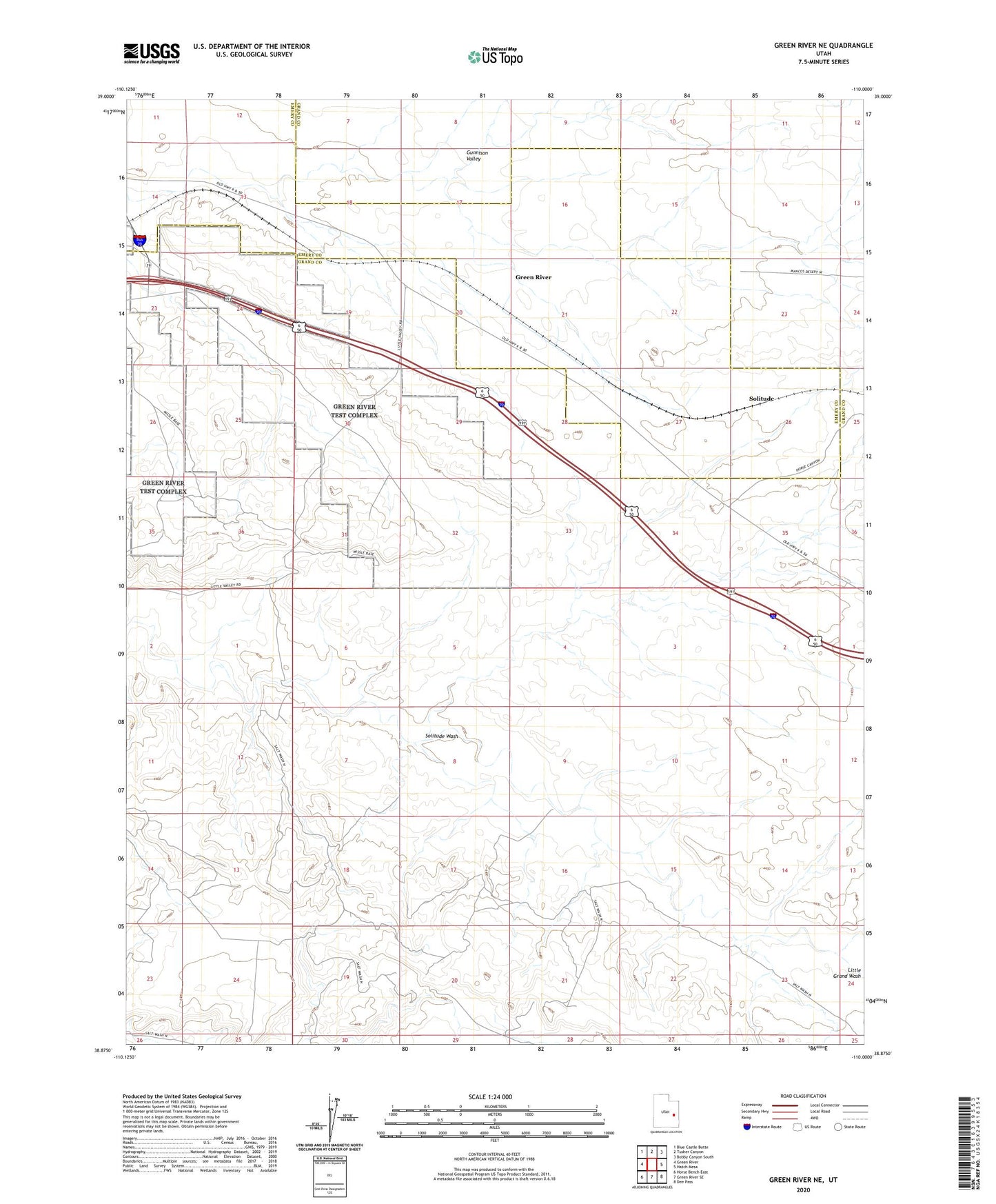Green River NE Utah US Topo Map Image