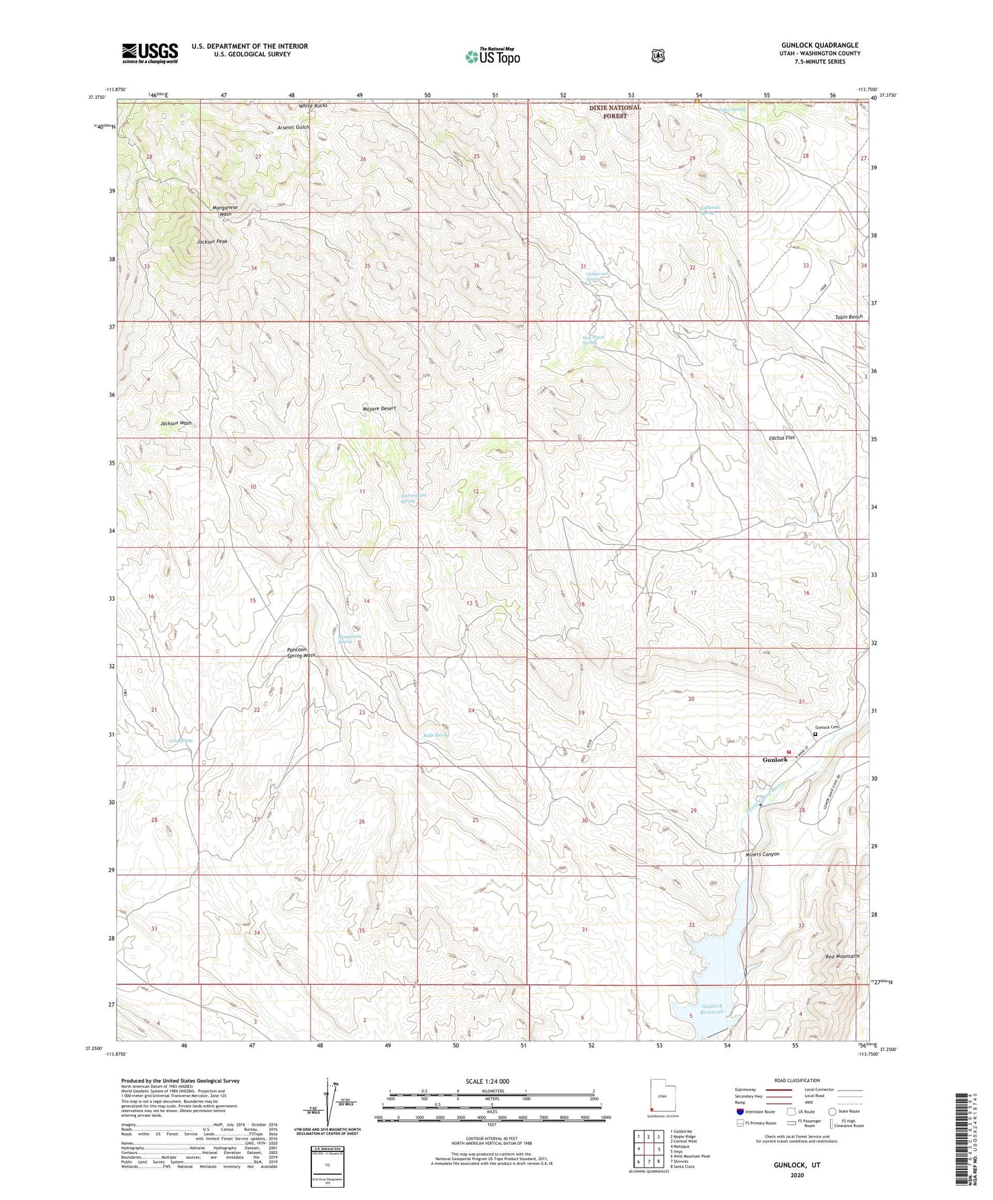 Gunlock Utah US Topo Map Image