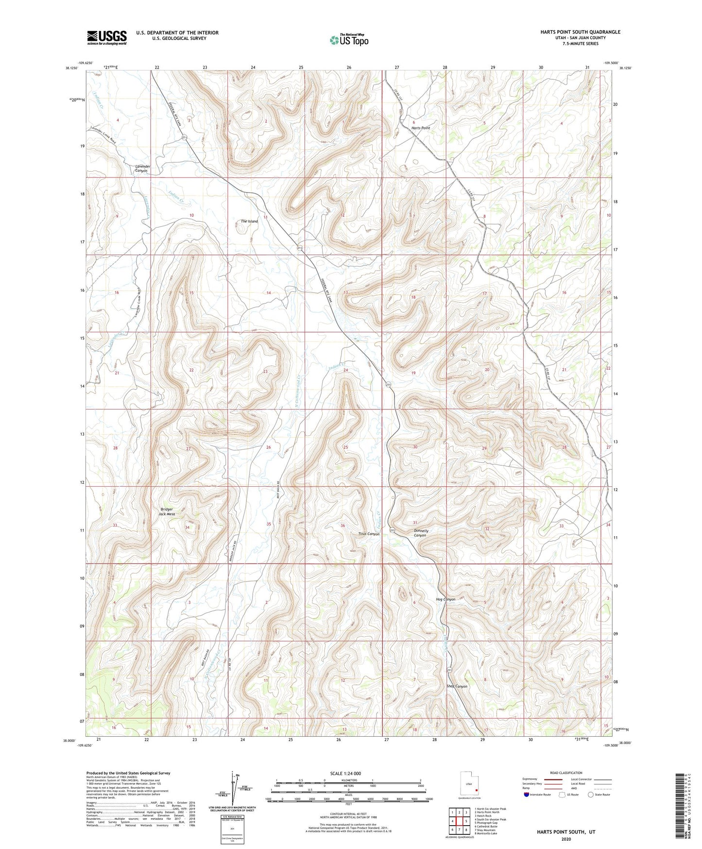 Harts Point South Utah US Topo Map Image