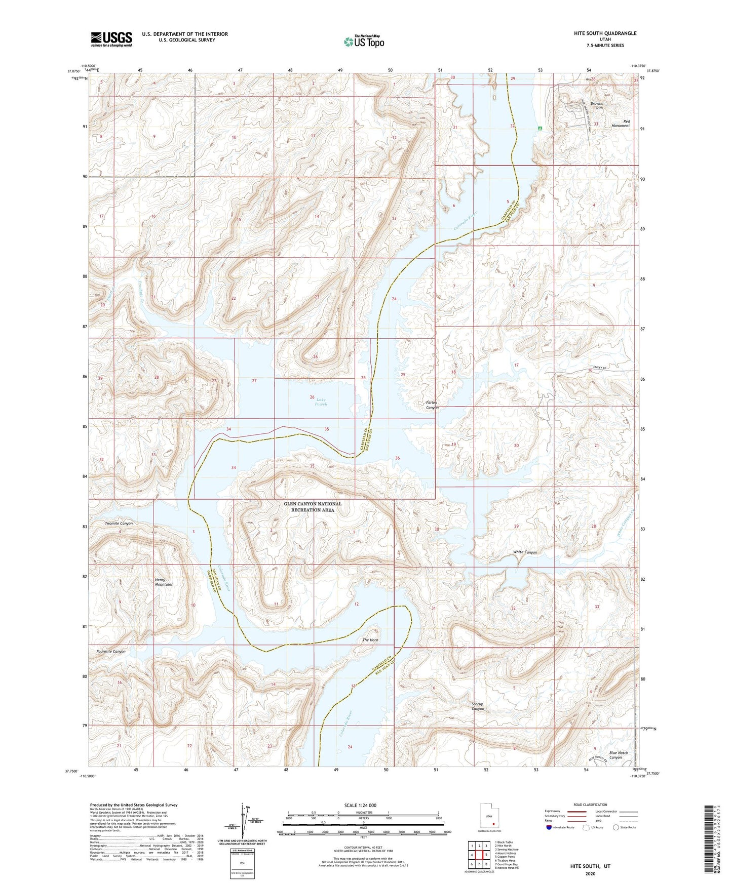 Hite South Utah US Topo Map Image