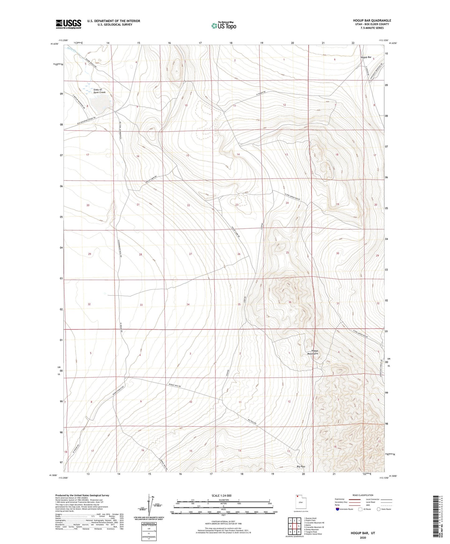 Hogup Bar Utah US Topo Map Image