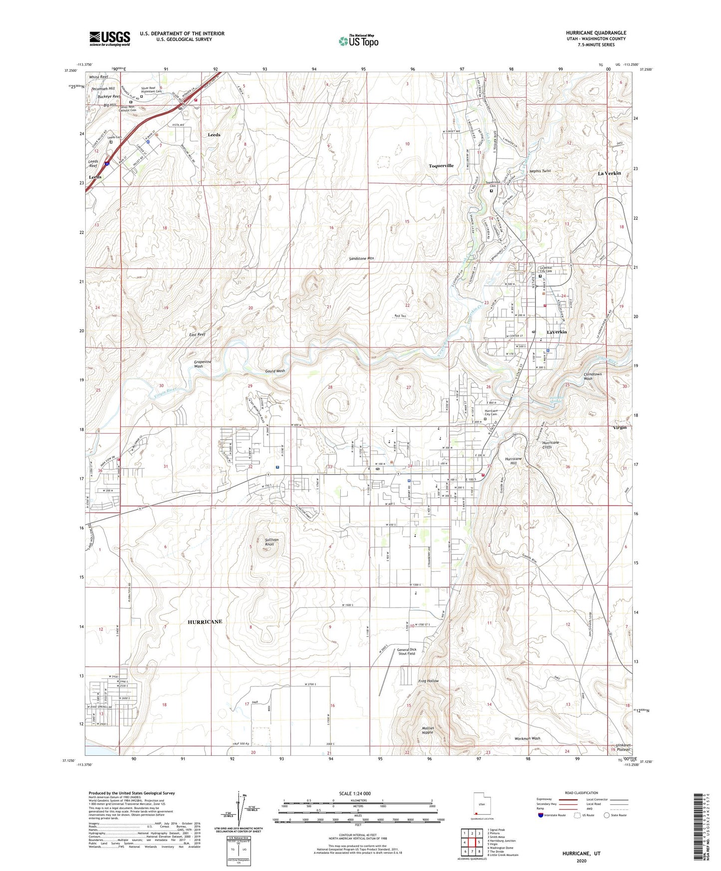 Hurricane Utah US Topo Map Image