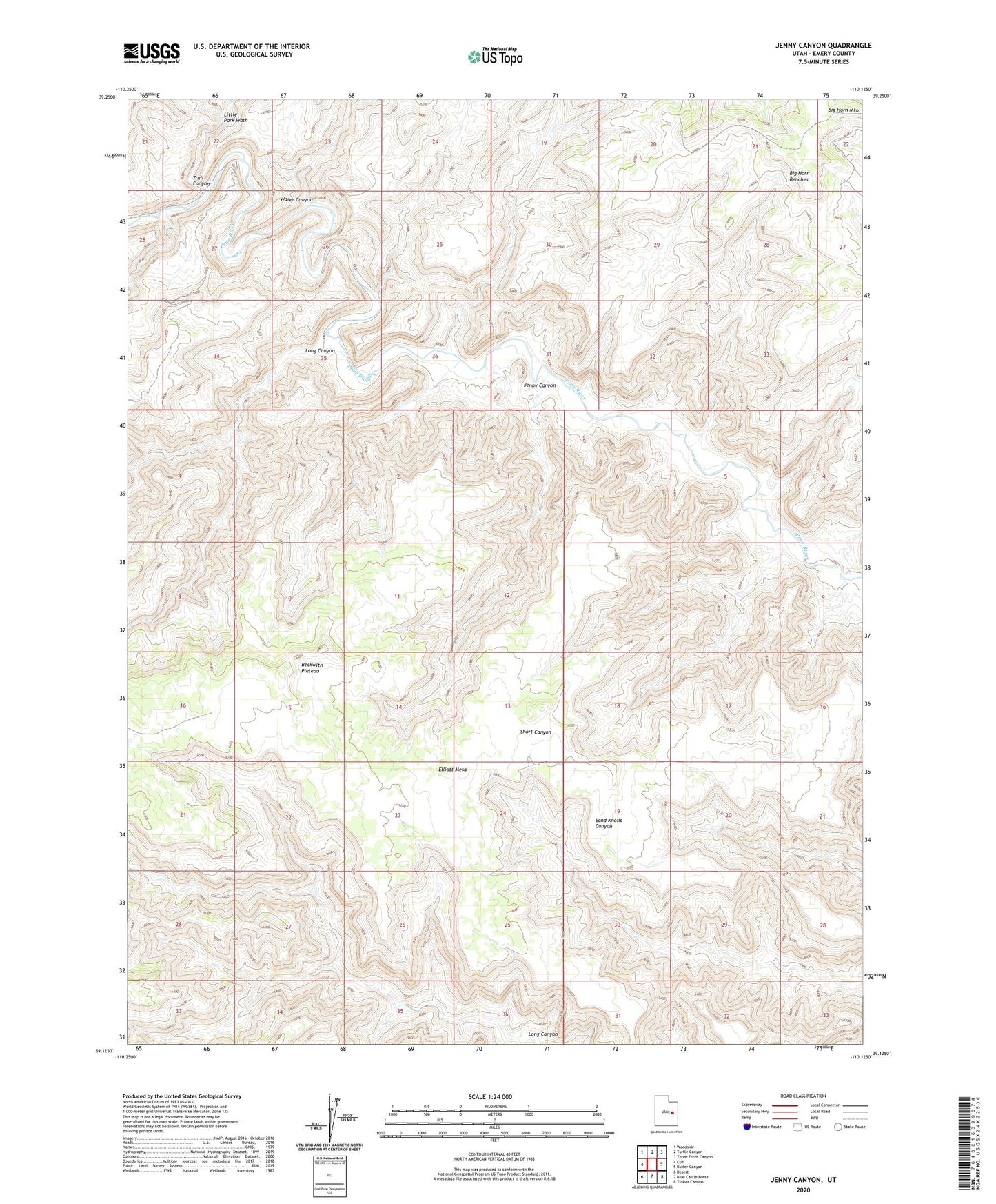 Jenny Canyon Utah US Topo Map Image