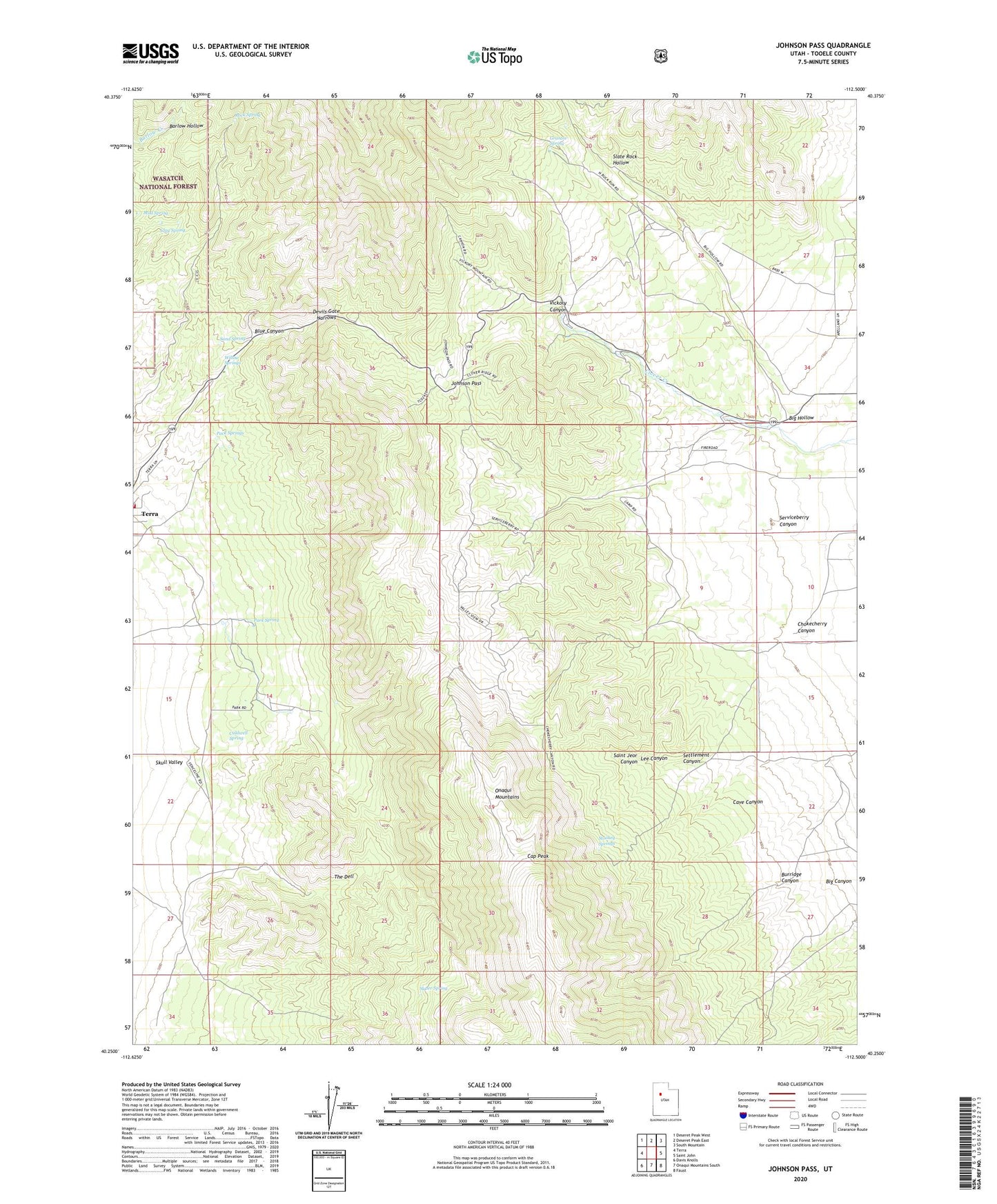 Johnson Pass Utah US Topo Map Image