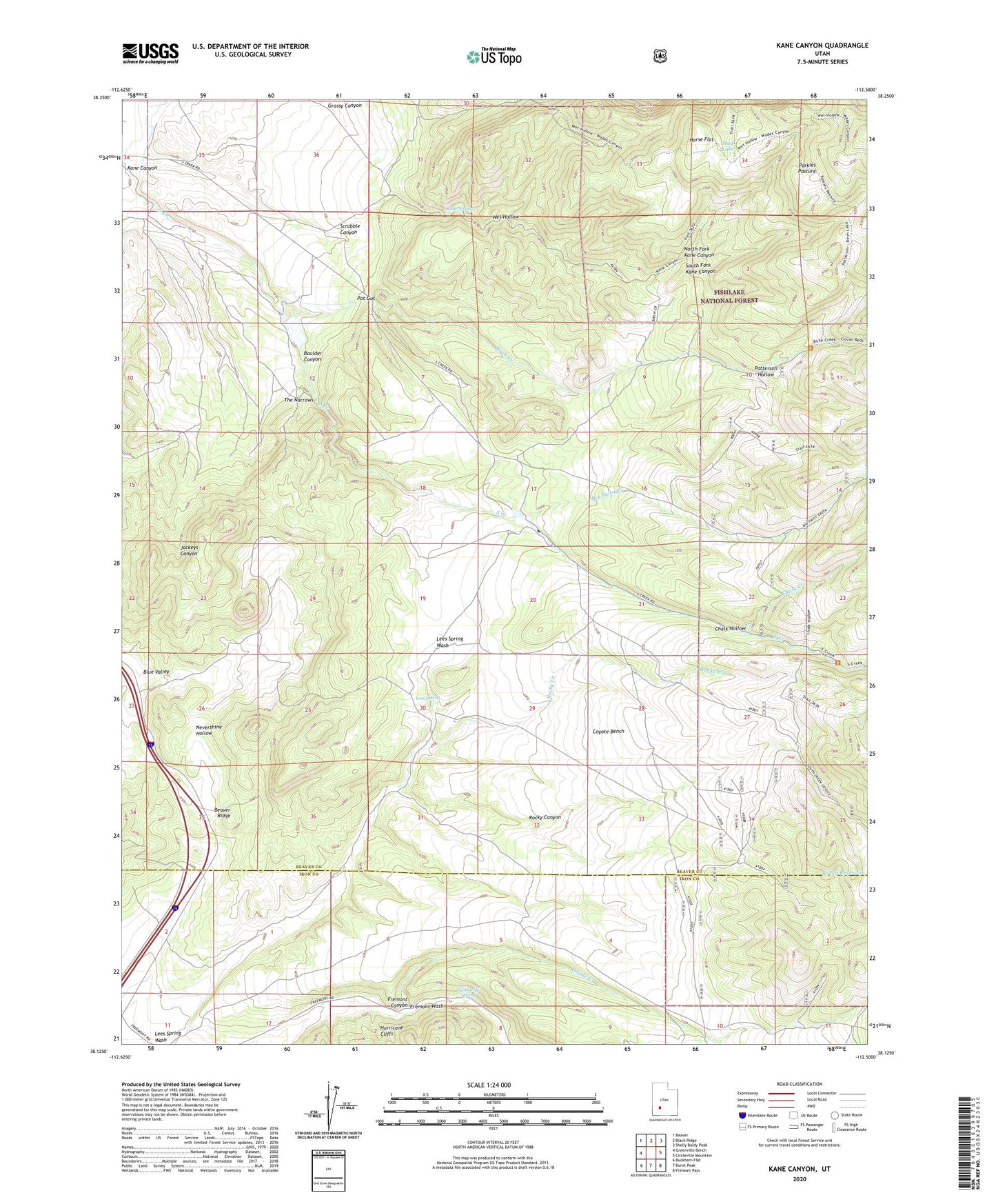 Kane Canyon Utah US Topo Map Image
