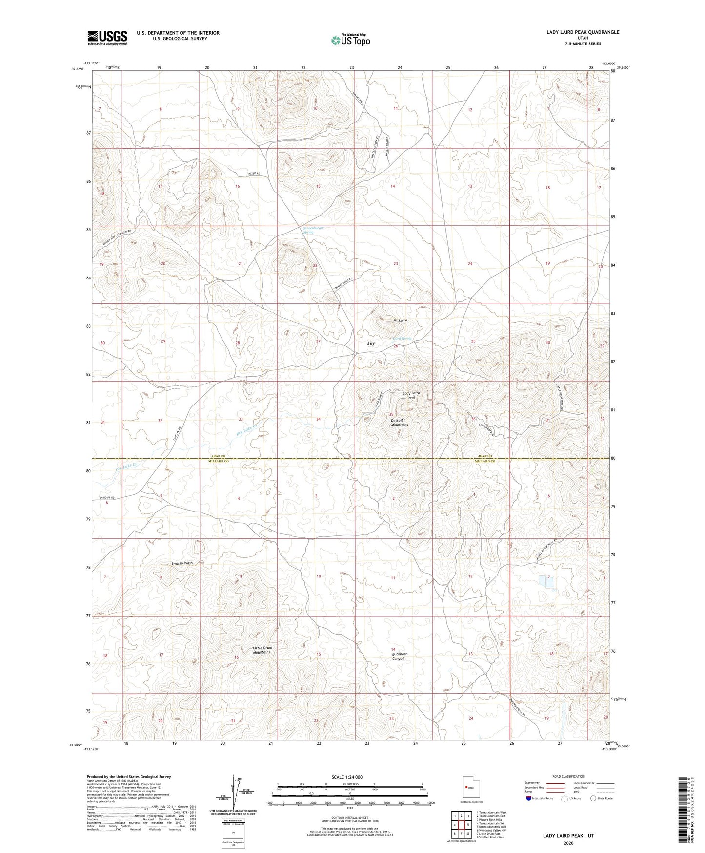 Lady Laird Peak Utah US Topo Map Image