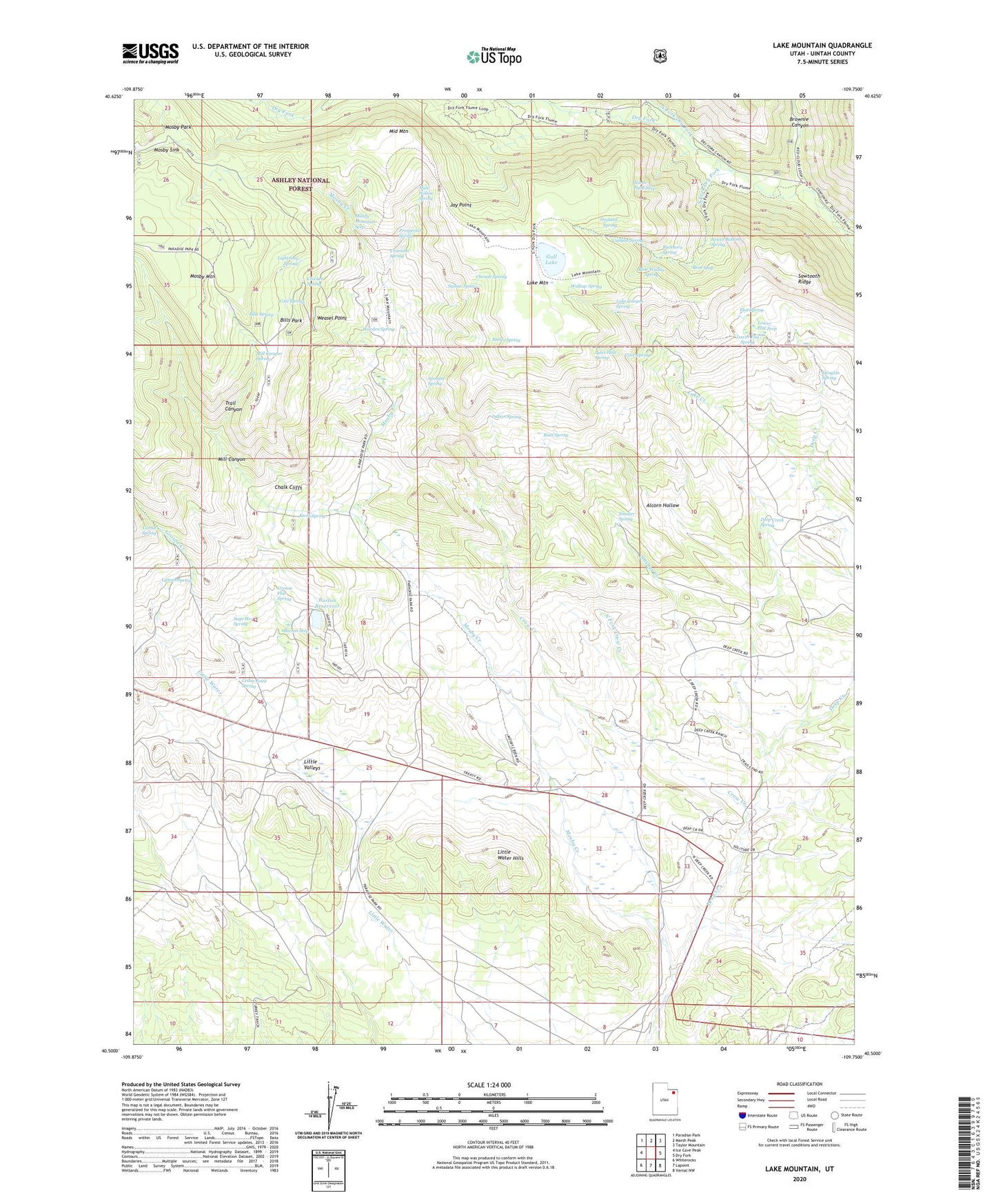 Lake Mountain Utah US Topo Map Image