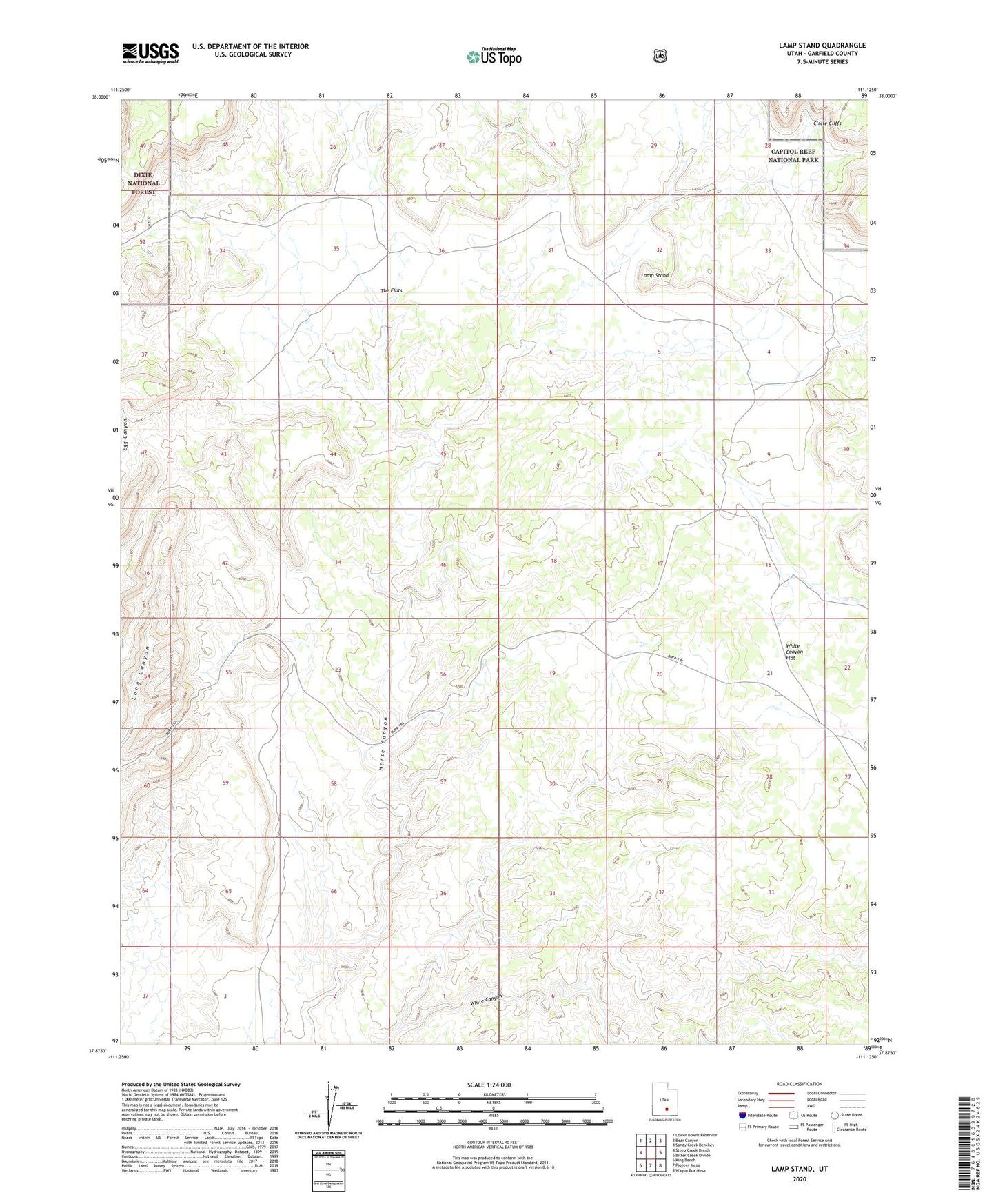 Lamp Stand Utah US Topo Map Image