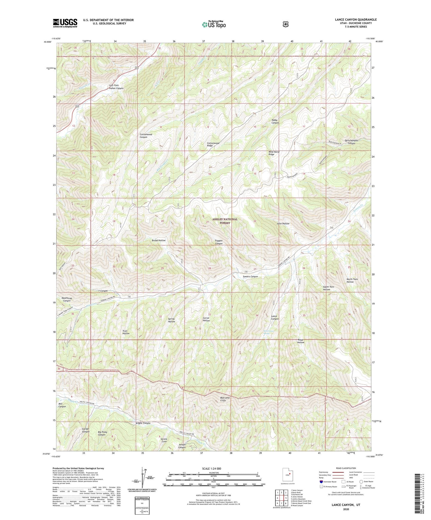 Lance Canyon Utah US Topo Map Image