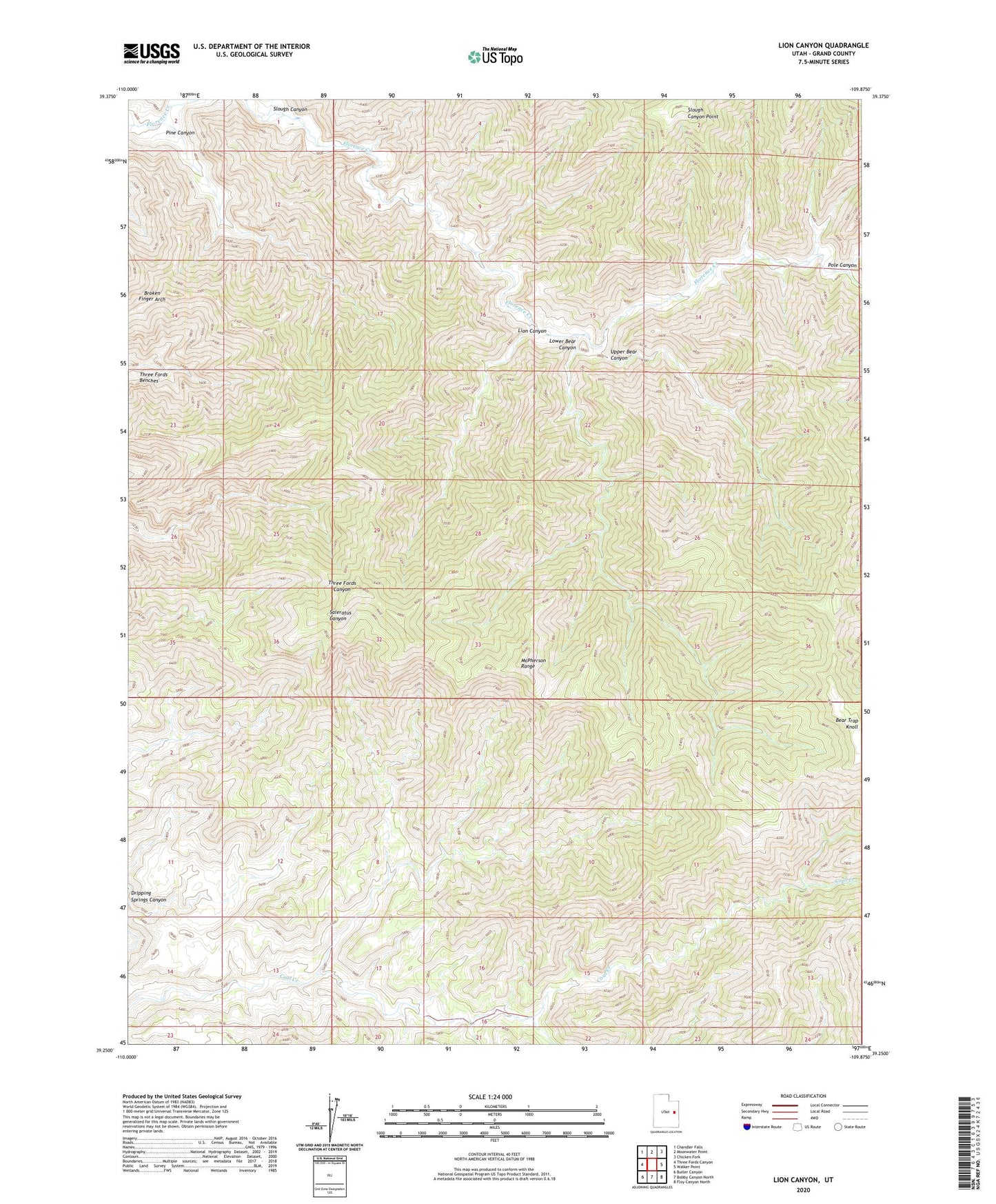 Lion Canyon Utah US Topo Map Image