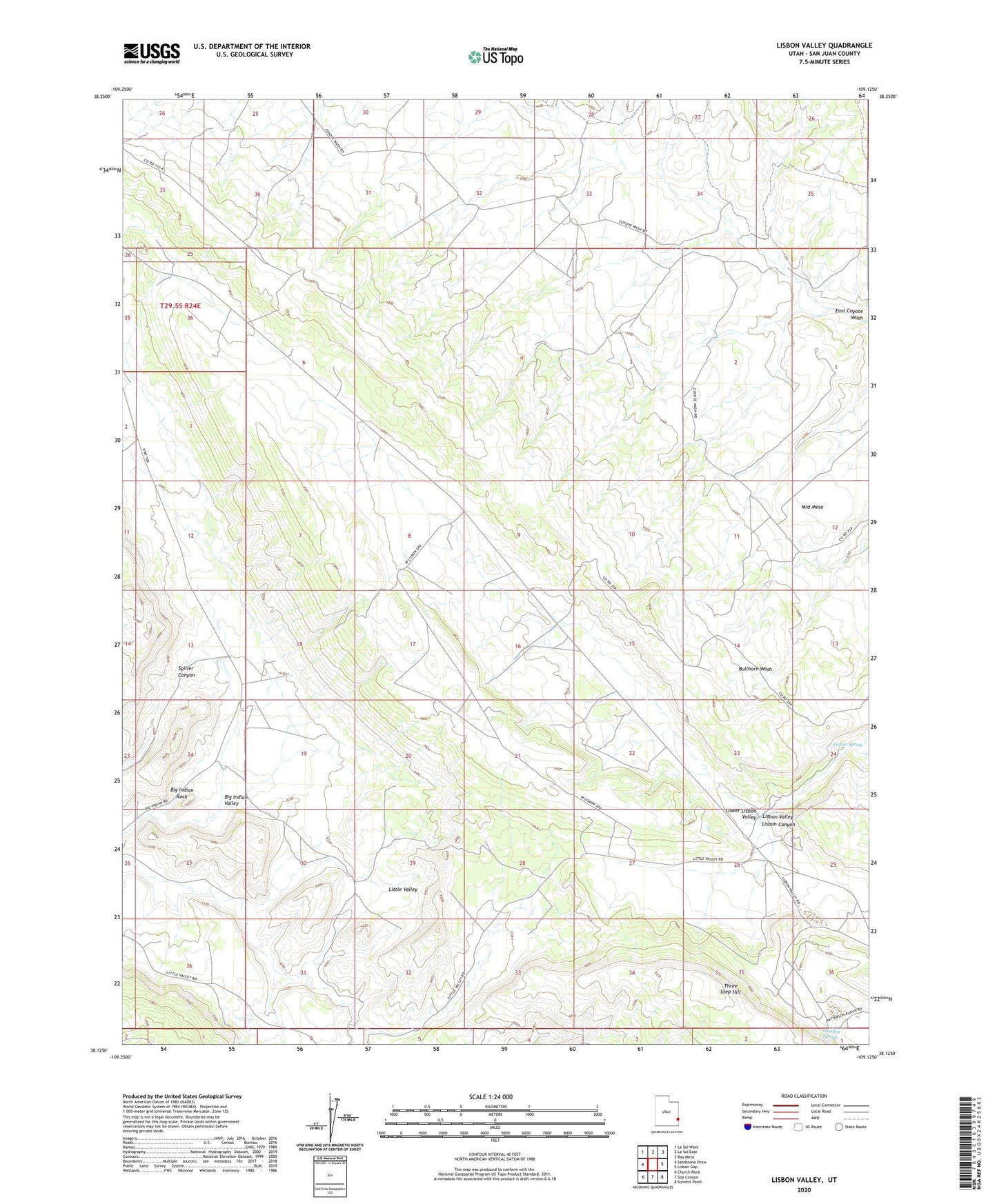 Lisbon Valley Utah US Topo Map Image