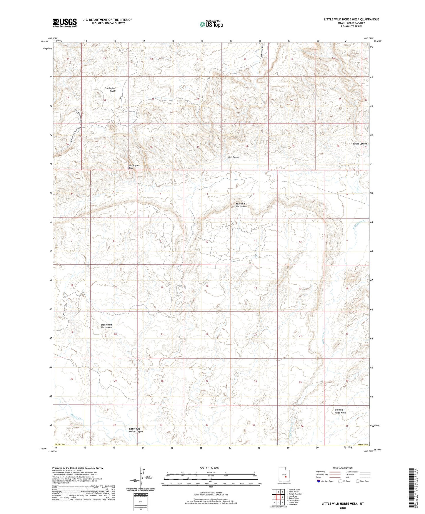 Little Wild Horse Mesa Utah US Topo Map Image