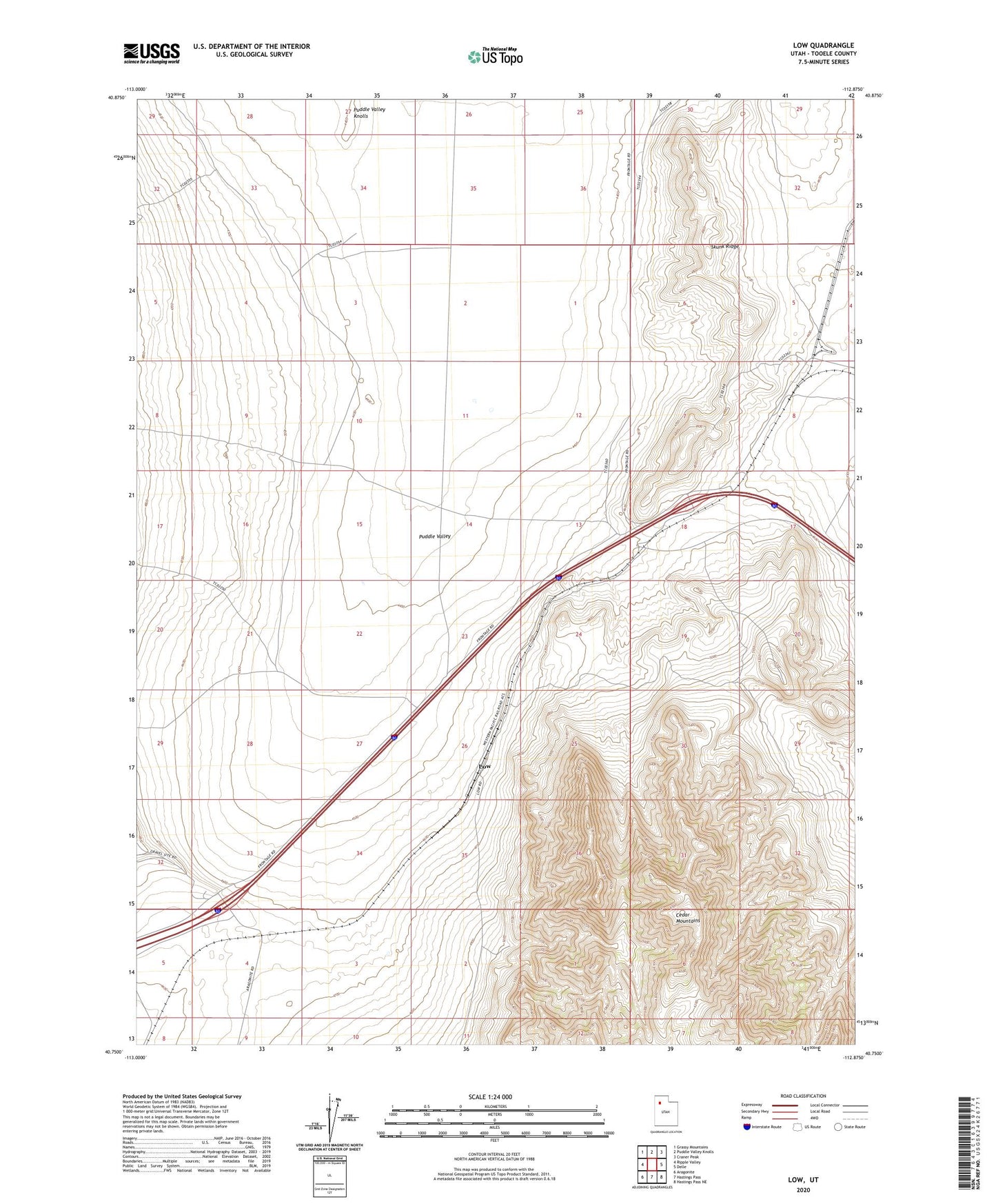 Low Utah US Topo Map Image