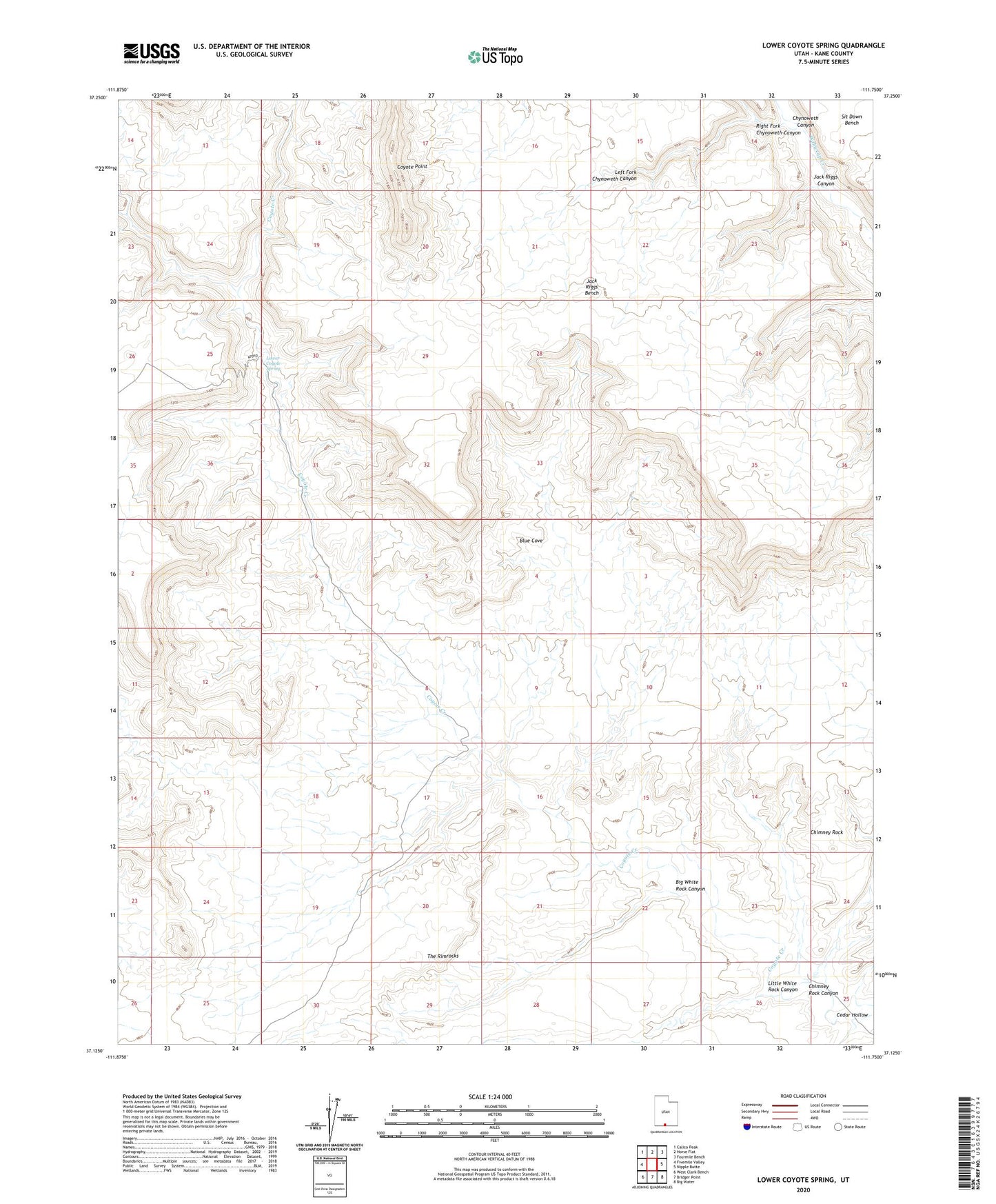Lower Coyote Spring Utah US Topo Map Image