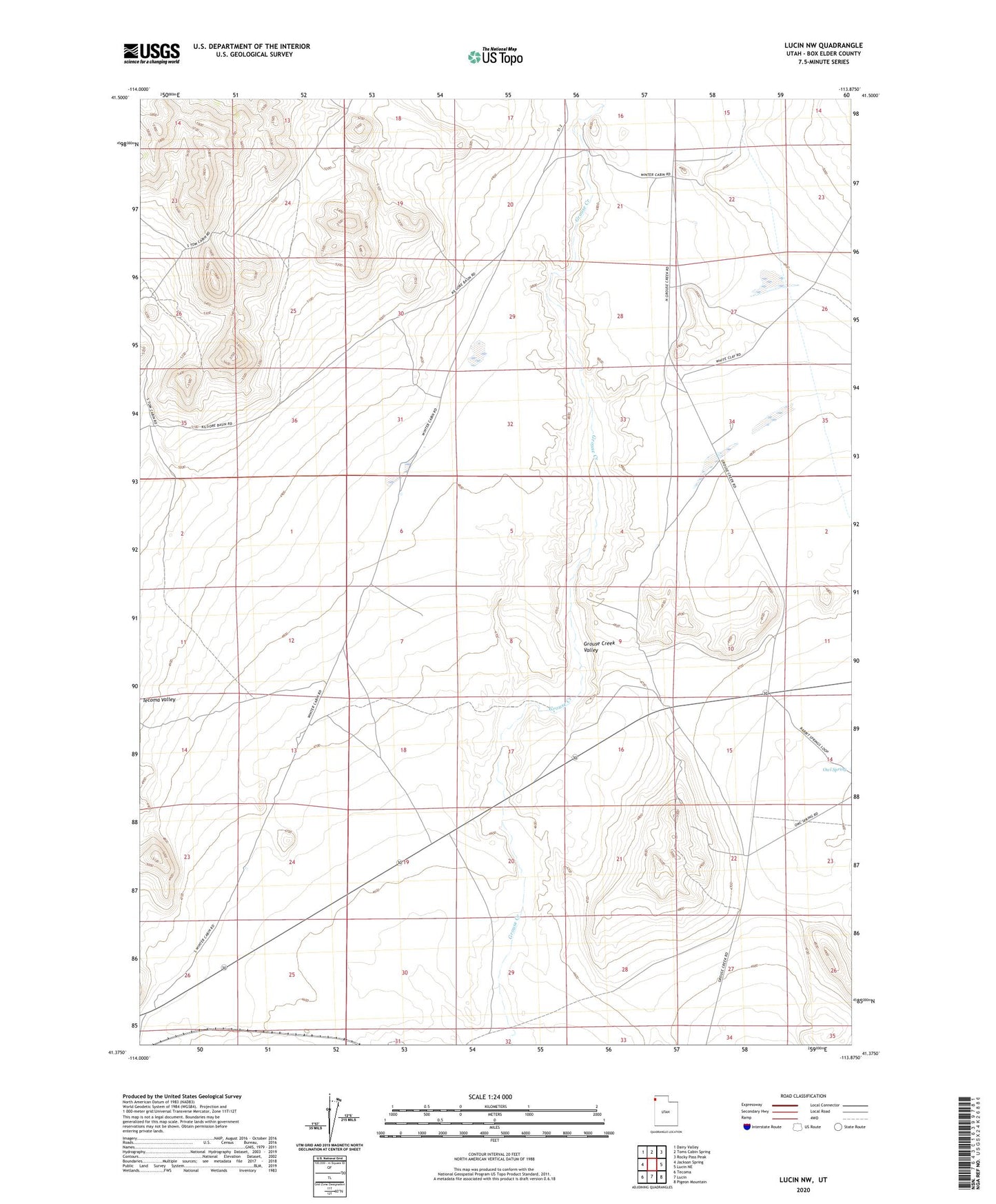 Lucin NW Utah US Topo Map Image