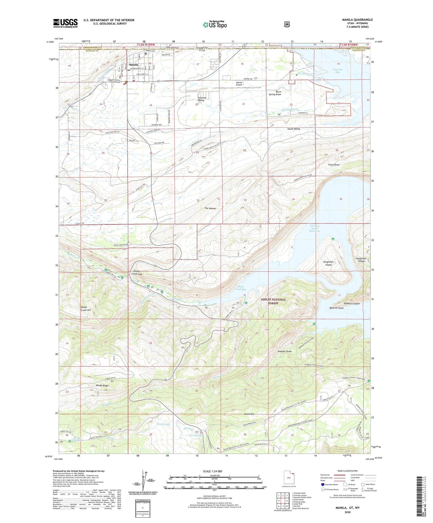 Manila Utah US Topo Map Image
